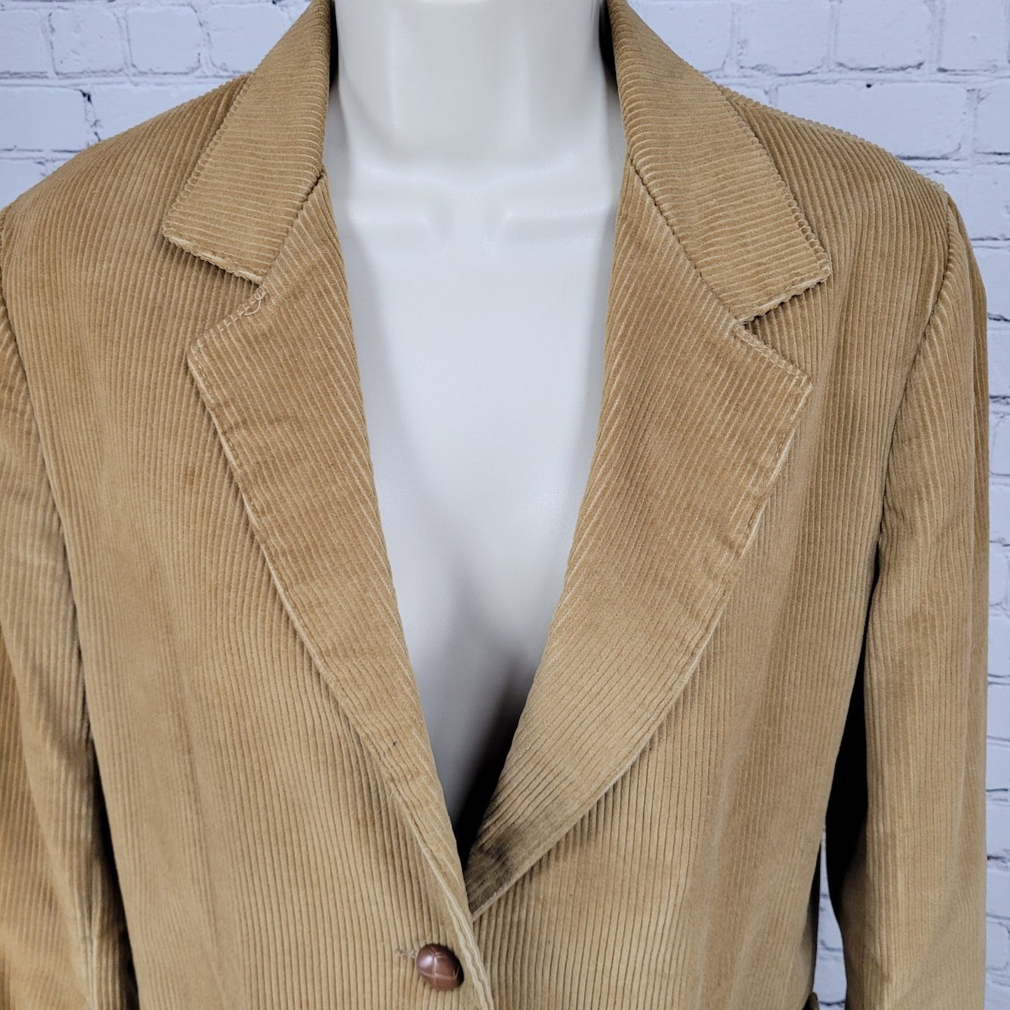 VTG Sears Brown Corduroy Buttoned Unlined Notch Blazer Jacket Size Medium M