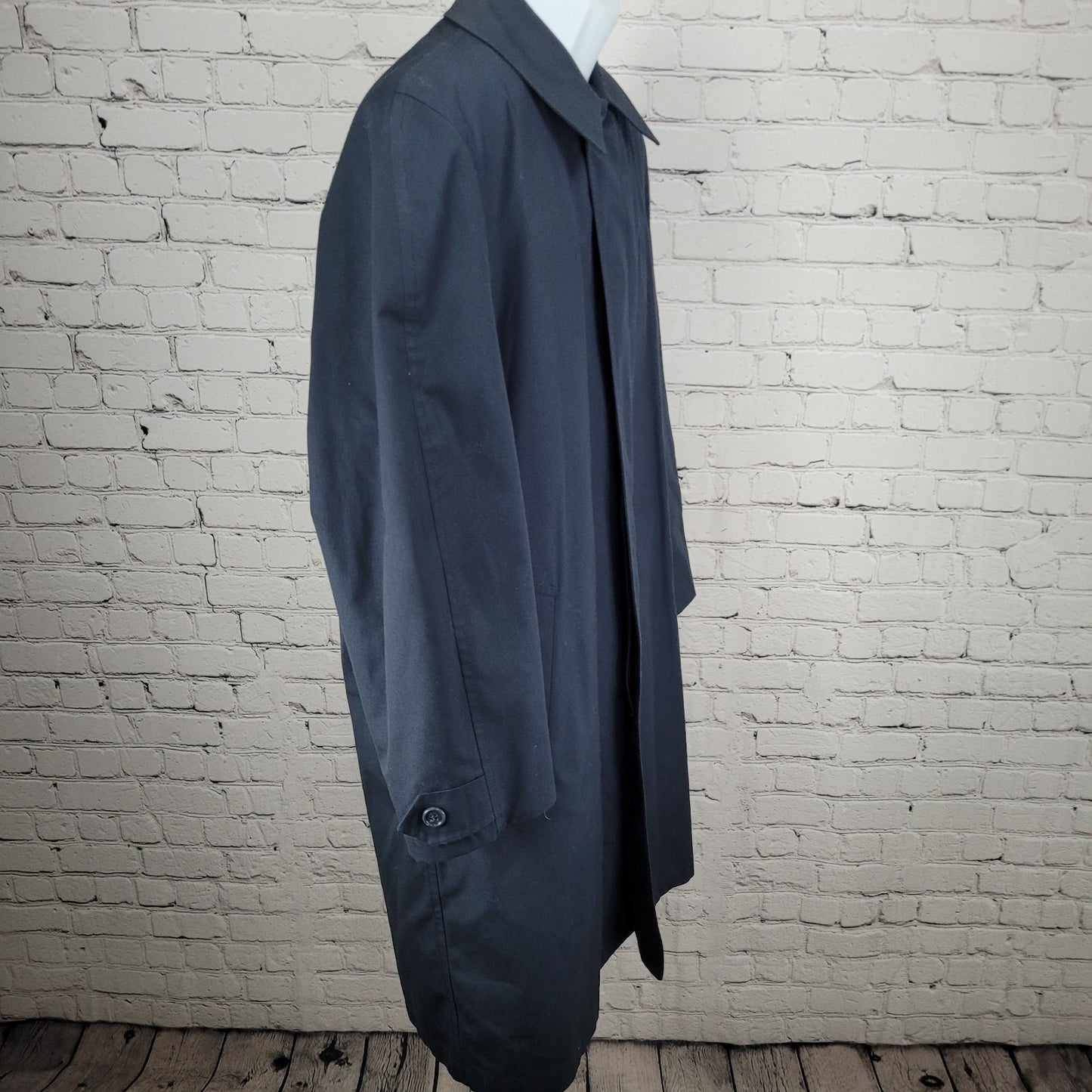 VTG Gleneagles Navy Button Removable Faux Fur Water Repellent Trench Coat 40