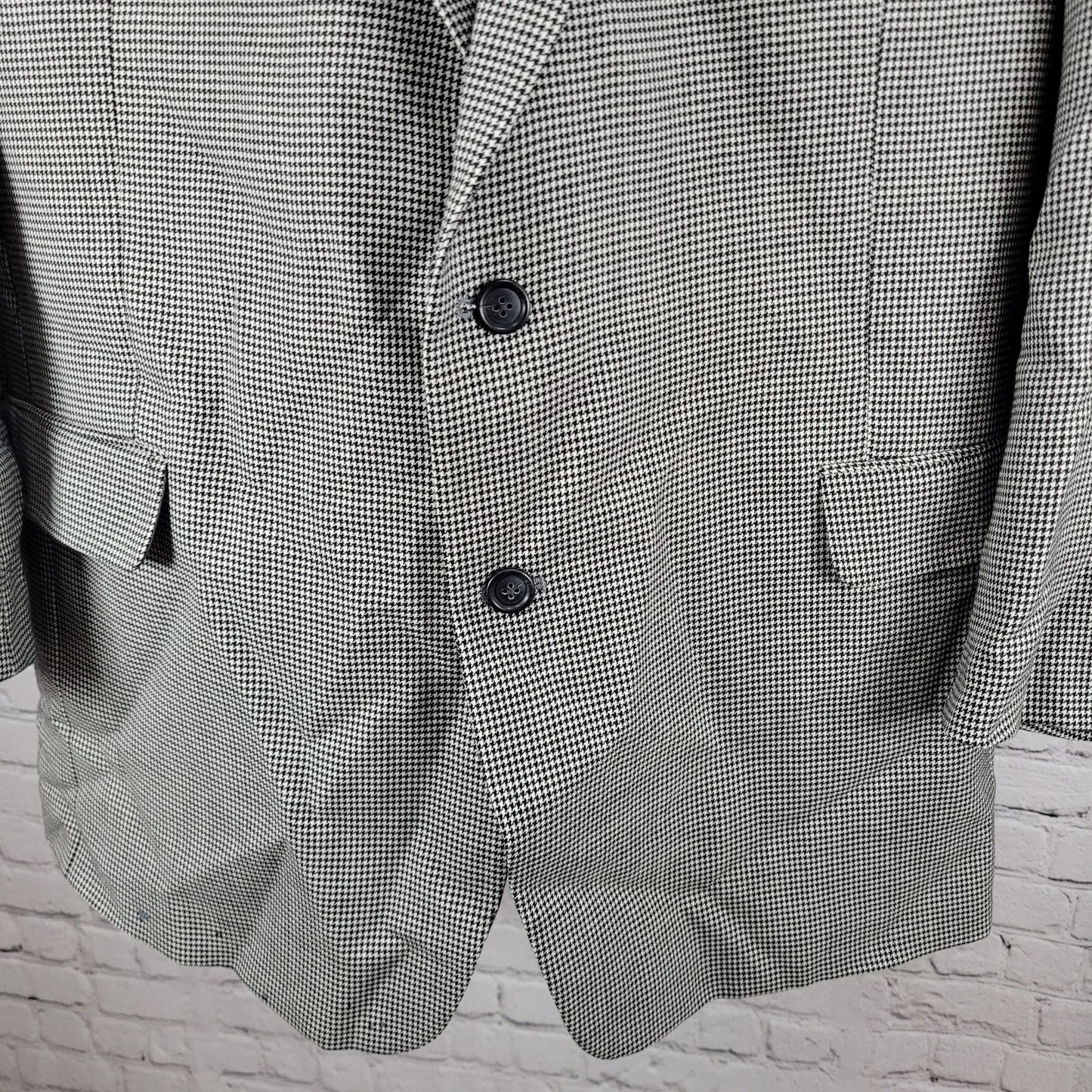 Jos A Bank Black & White Houndstooth Wool Classic Collection Blazer Size 50R