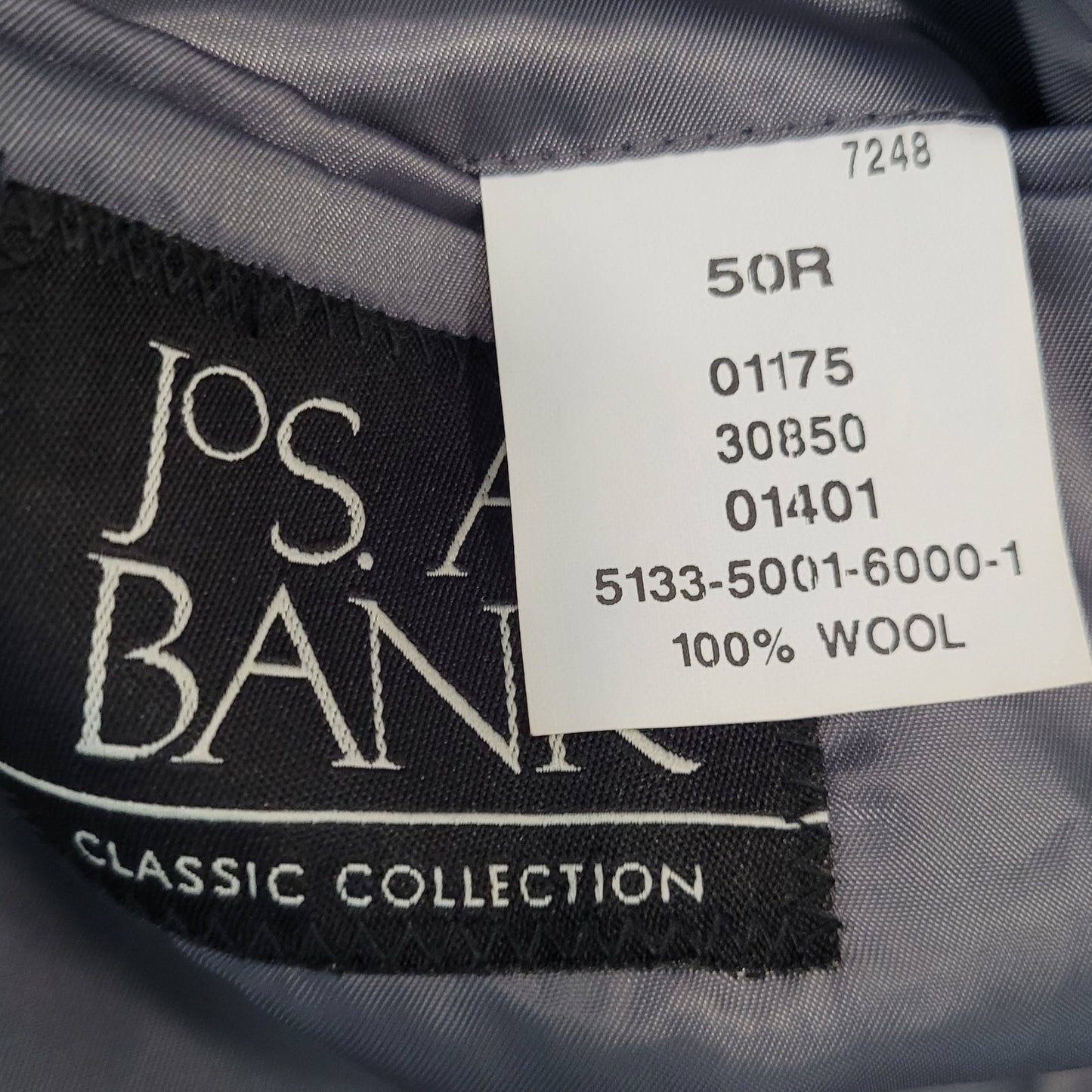 Jos A Bank Black & White Houndstooth Wool Classic Collection Blazer Size 50R