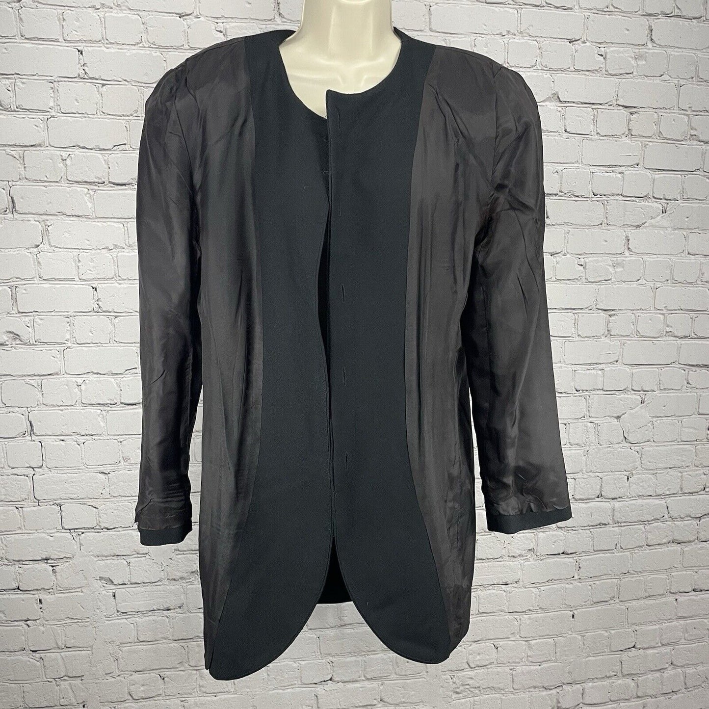 Christian Dior Black Wool The Suit Blazer Coat 4 Button USA Made Lined Size 14