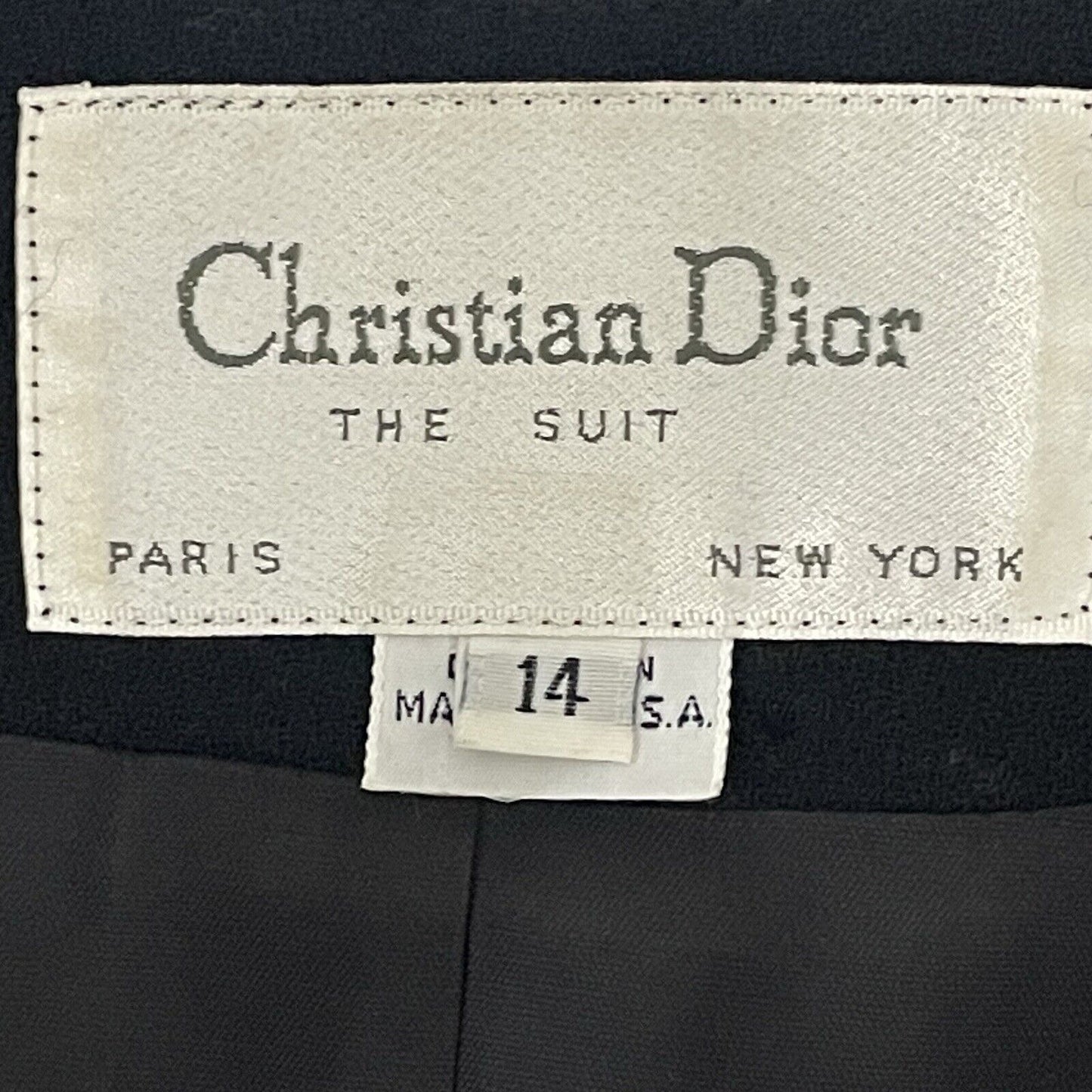 Christian Dior Black Wool The Suit Blazer Coat 4 Button USA Made Lined Size 14