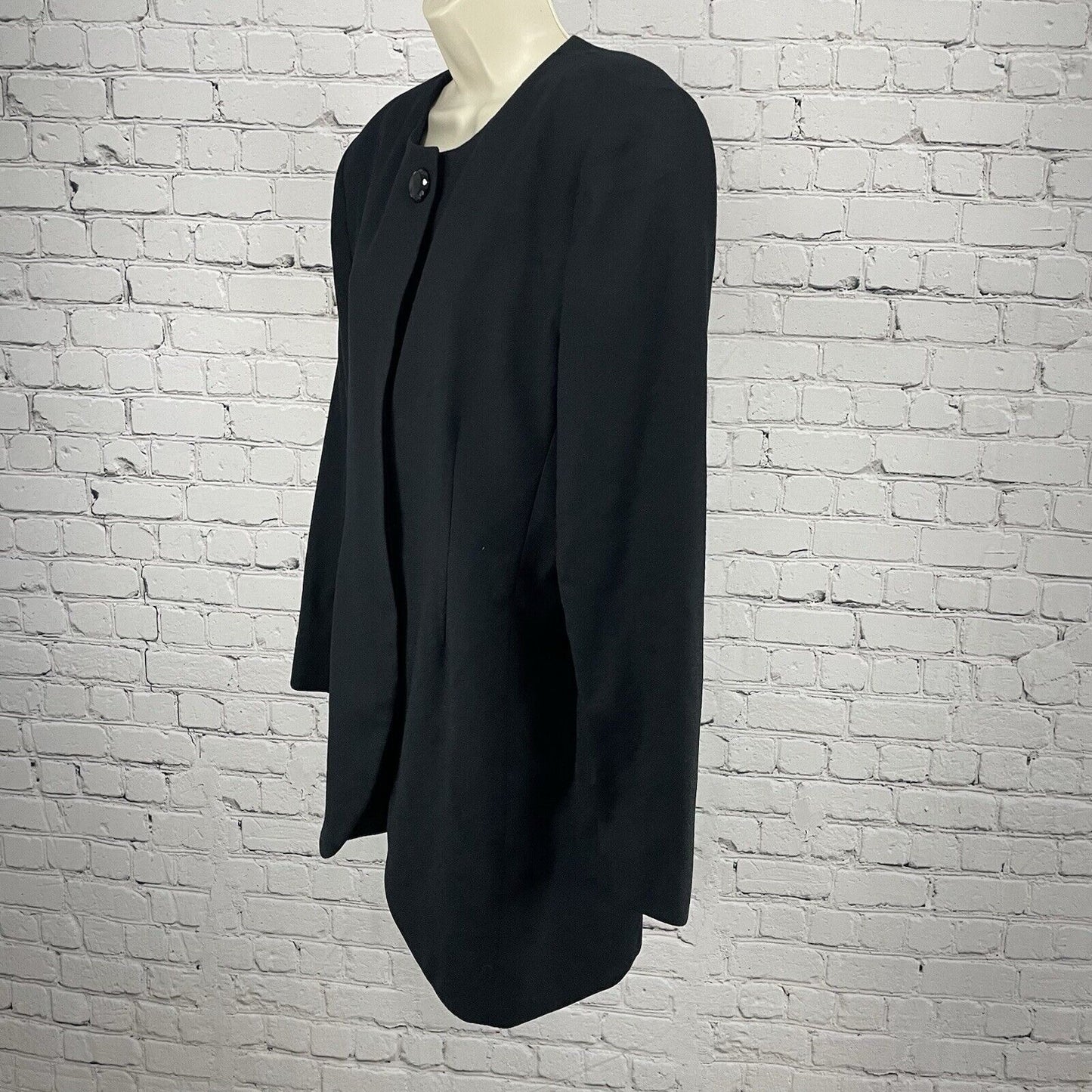 Christian Dior Black Wool The Suit Blazer Coat 4 Button USA Made Lined Size 14
