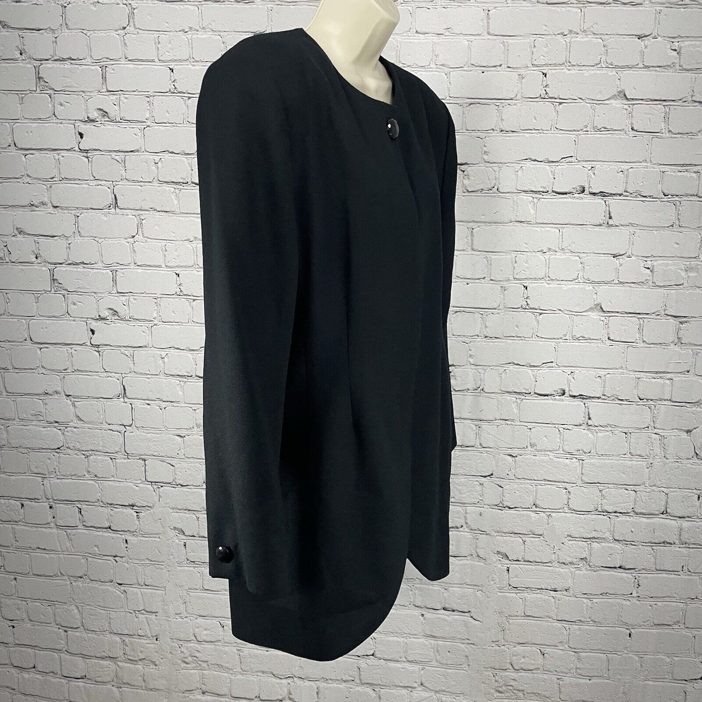 Christian Dior Black Wool The Suit Blazer Coat 4 Button USA Made Lined Size 14