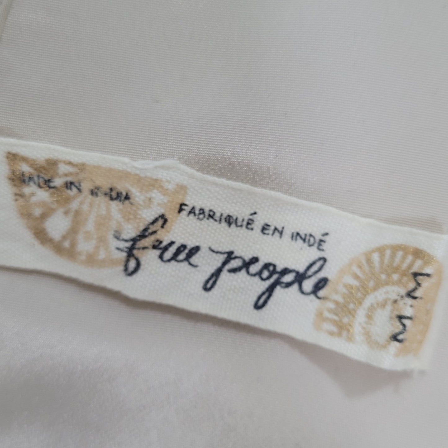 Free People Beige Satin Beaded Pleated Asymmetric Sleeve Dress Size Medium M