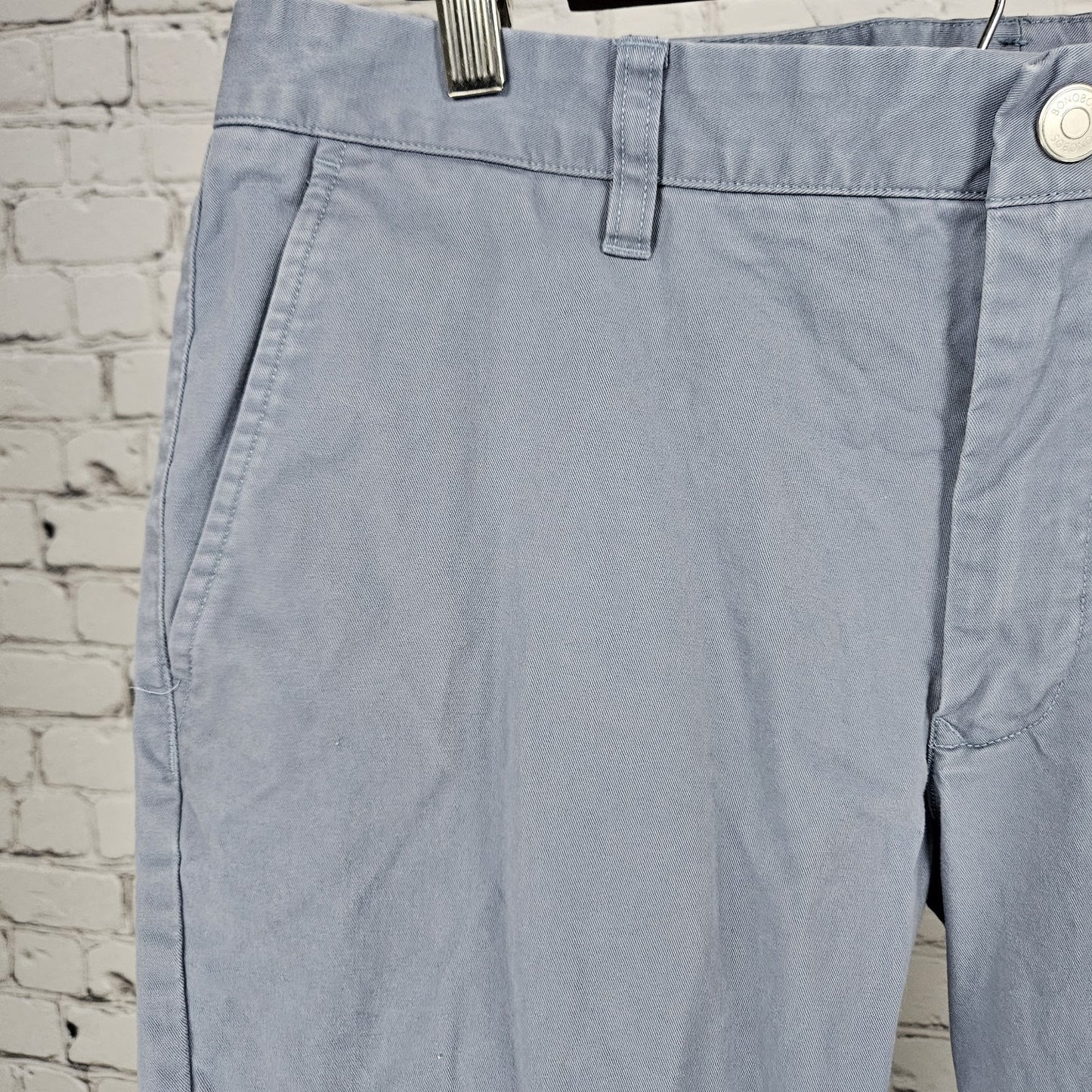 Bonobos Blue Straight Leg Cotton Stretch Flat Front Mid Rise Chino Pants 35x32