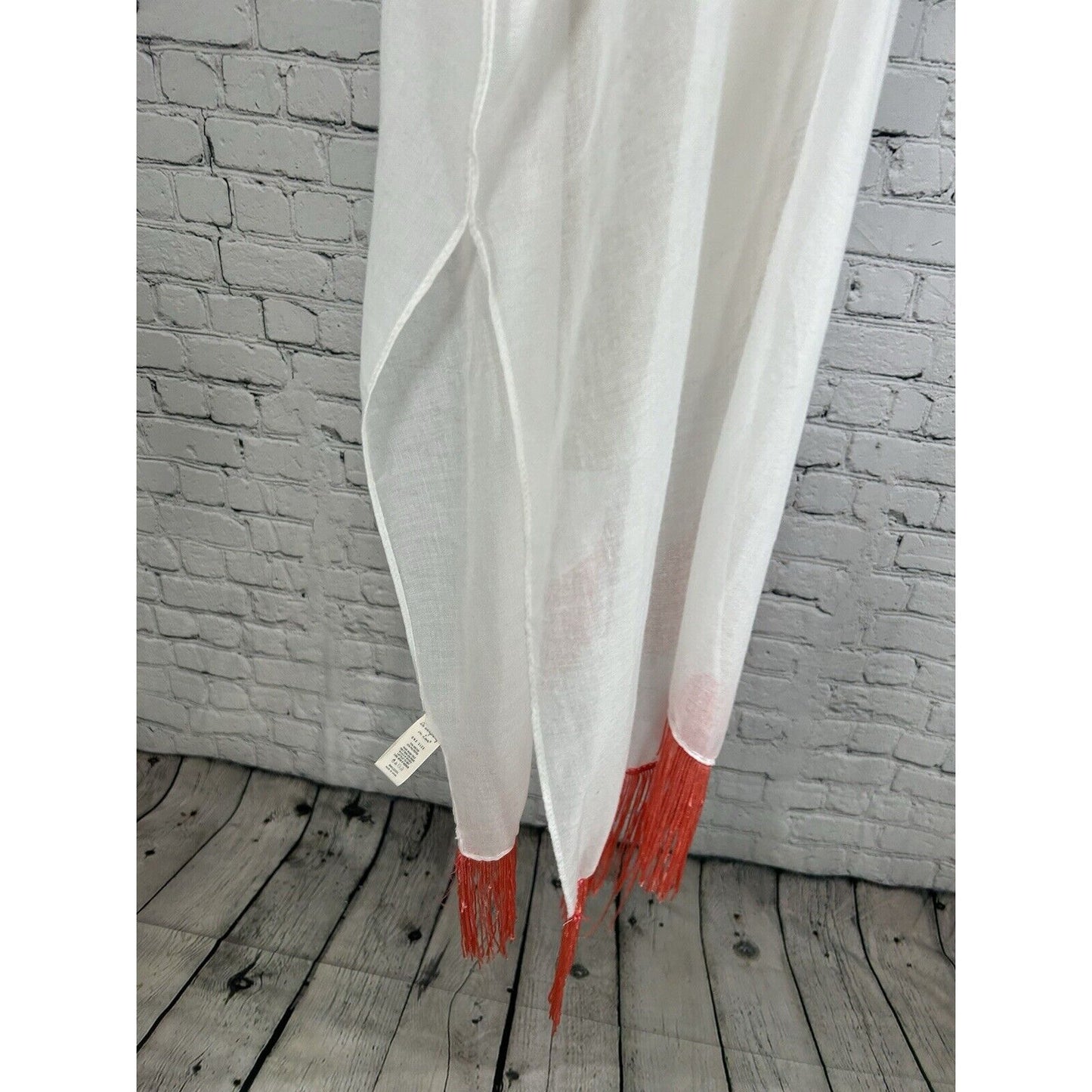 Do Everything In Love White Short Sleeve Aztec Boho Fringe Beach Cover Up O/S