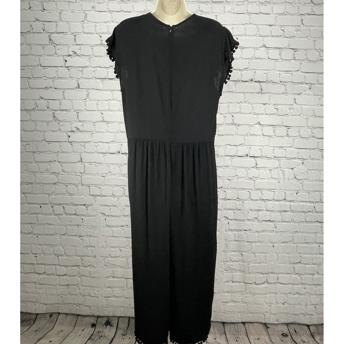 Zara Woman Black Wide Leg Short Sleeve Lightweight Zipped Jumper Size Large L