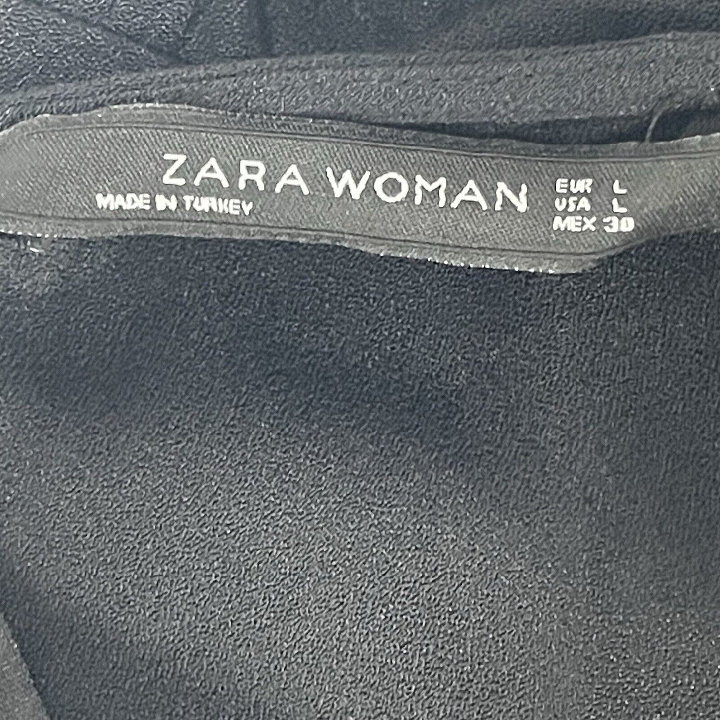 Zara Woman Black Wide Leg Short Sleeve Lightweight Zipped Jumper Size Large L