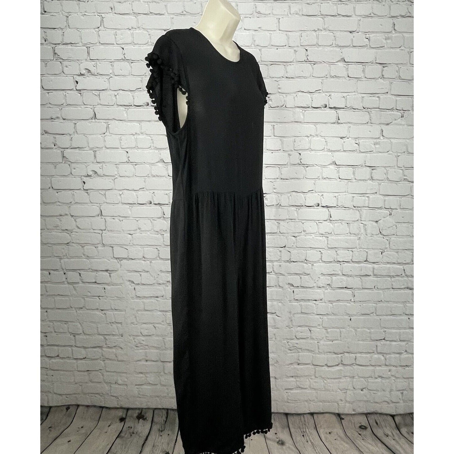 Zara Woman Black Wide Leg Short Sleeve Lightweight Zipped Jumper Size Large L