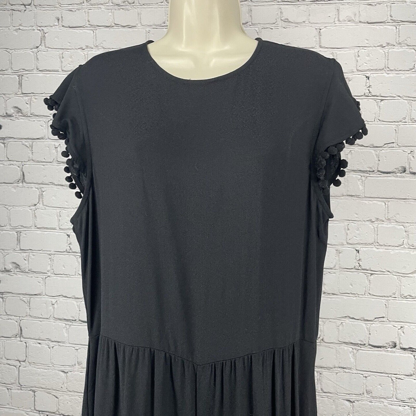 Zara Woman Black Wide Leg Short Sleeve Lightweight Zipped Jumper Size Large L