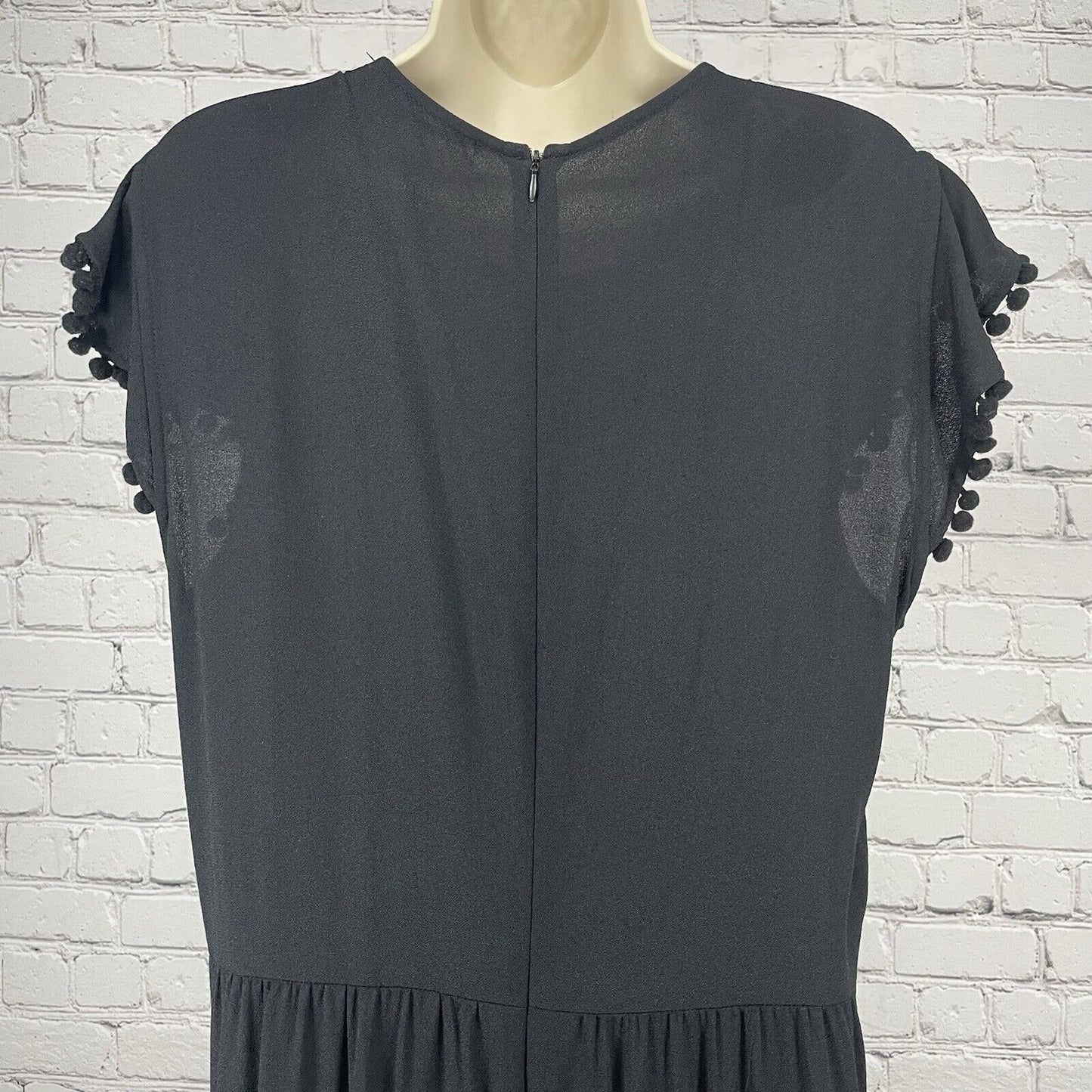 Zara Woman Black Wide Leg Short Sleeve Lightweight Zipped Jumper Size Large L