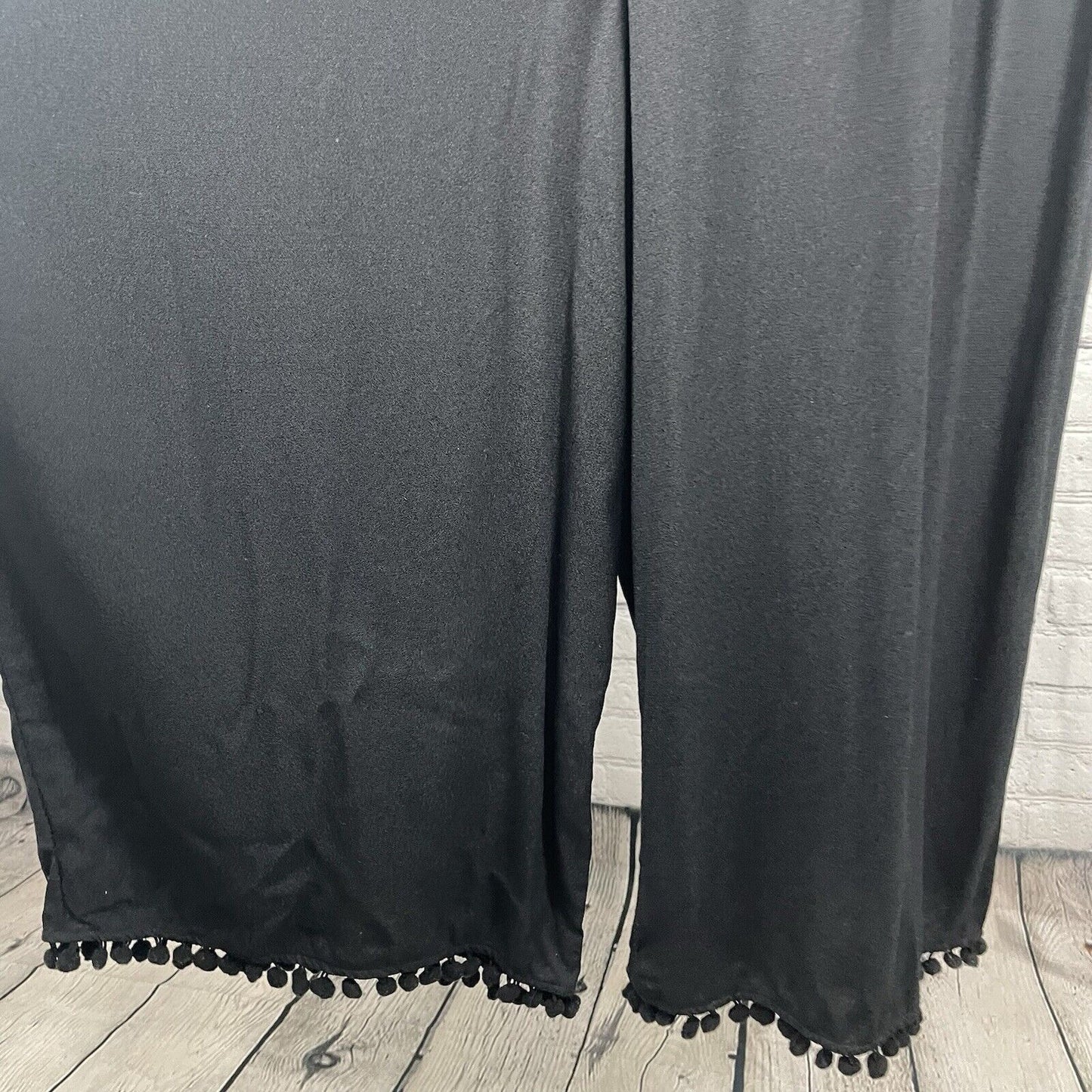 Zara Woman Black Wide Leg Short Sleeve Lightweight Zipped Jumper Size Large L