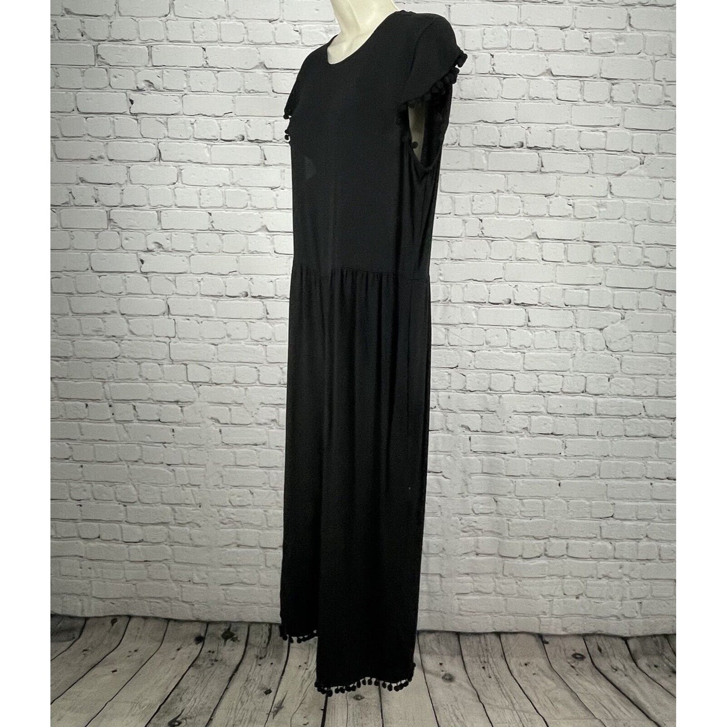 Zara Woman Black Wide Leg Short Sleeve Lightweight Zipped Jumper Size Large L