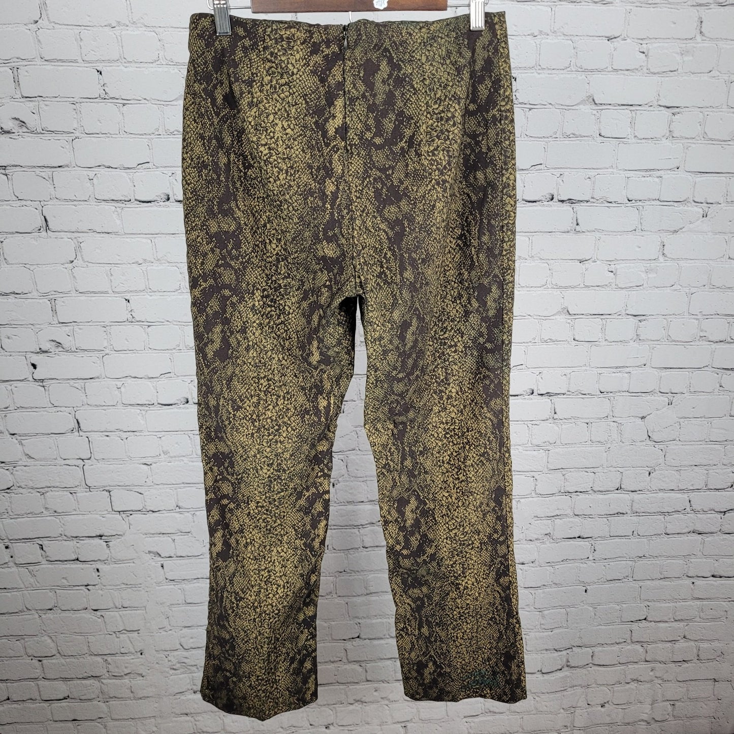 VTG Cache Brown Snakeskin Stretch High Rise Pants USA Made Size 12 (28x31)
