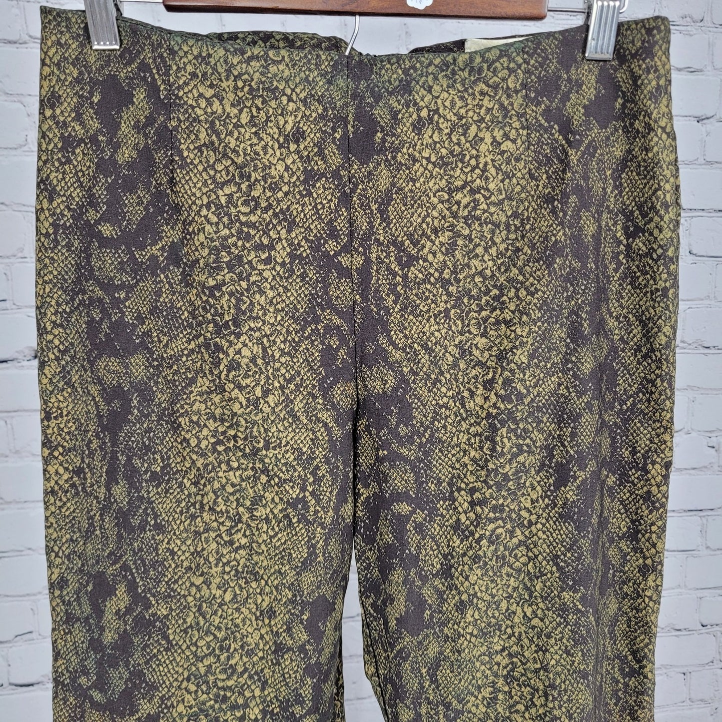 VTG Cache Brown Snakeskin Stretch High Rise Pants USA Made Size 12 (28x31)