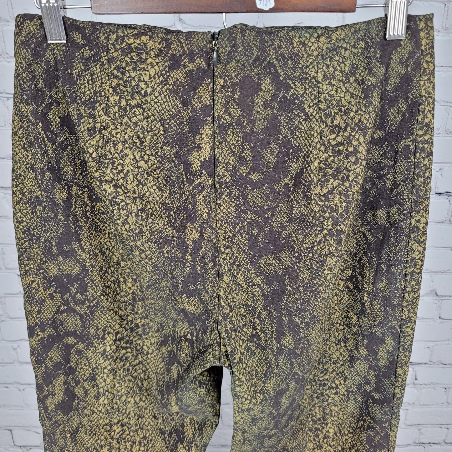 VTG Cache Brown Snakeskin Stretch High Rise Pants USA Made Size 12 (28x31)