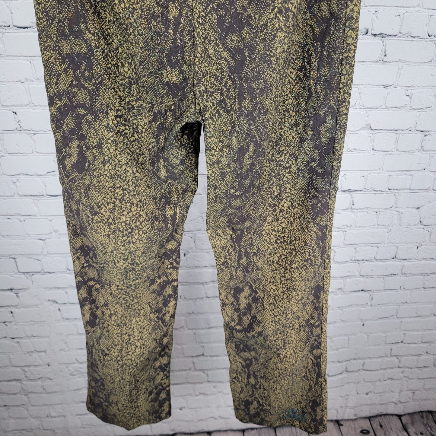 VTG Cache Brown Snakeskin Stretch High Rise Pants USA Made Size 12 (28x31)