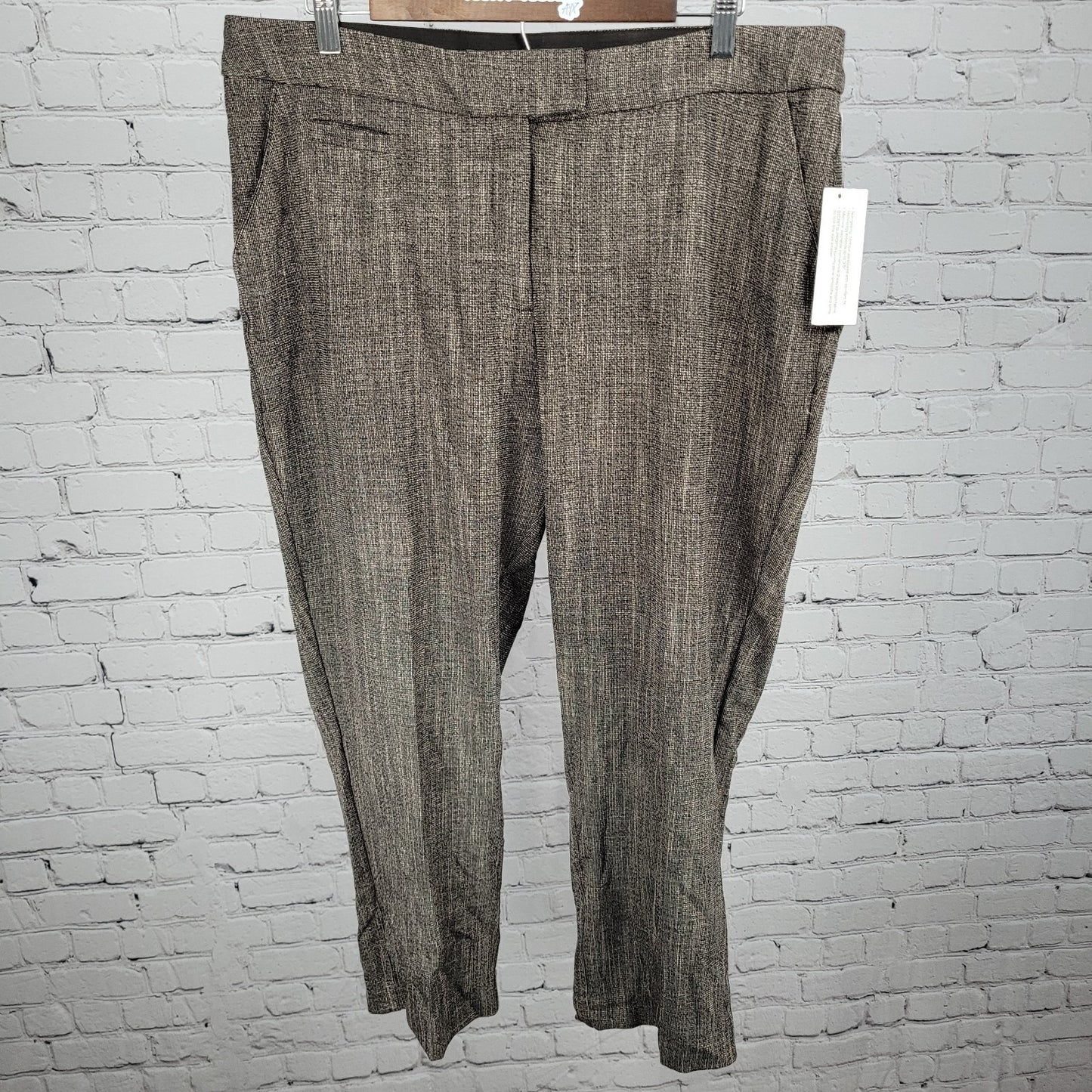 NWT Investments Brown Slimming Secret Support Straight Pants Size 14S (36x25.5)