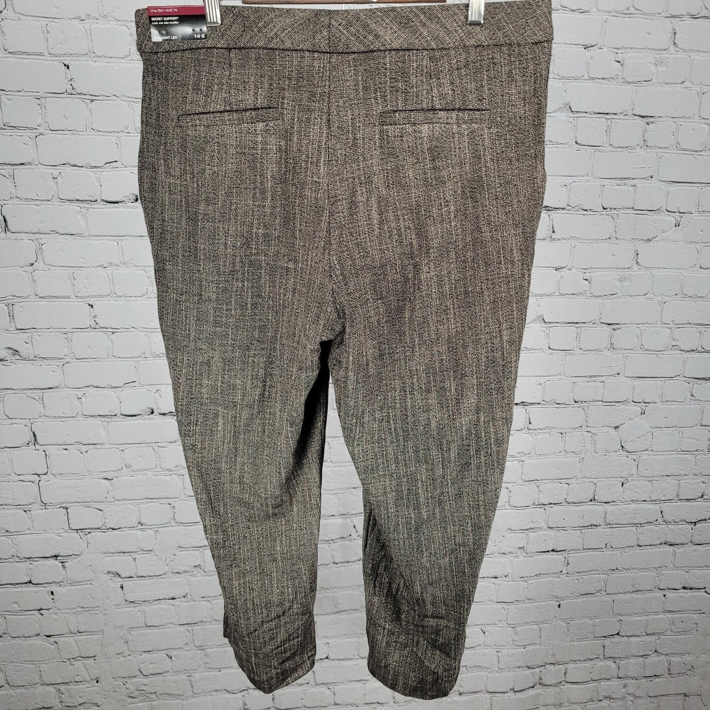 NWT Investments Brown Slimming Secret Support Straight Pants Size 14S (36x25.5)