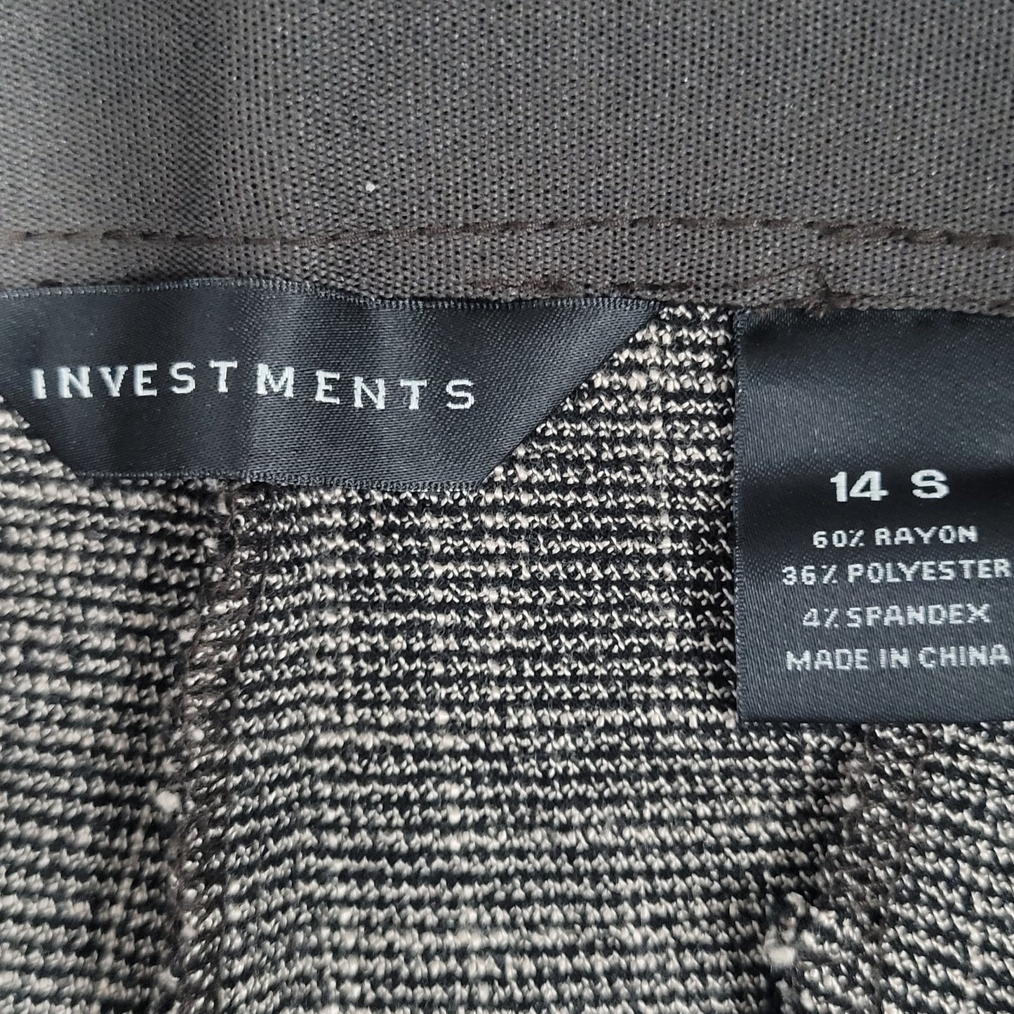 NWT Investments Brown Slimming Secret Support Straight Pants Size 14S (36x25.5)