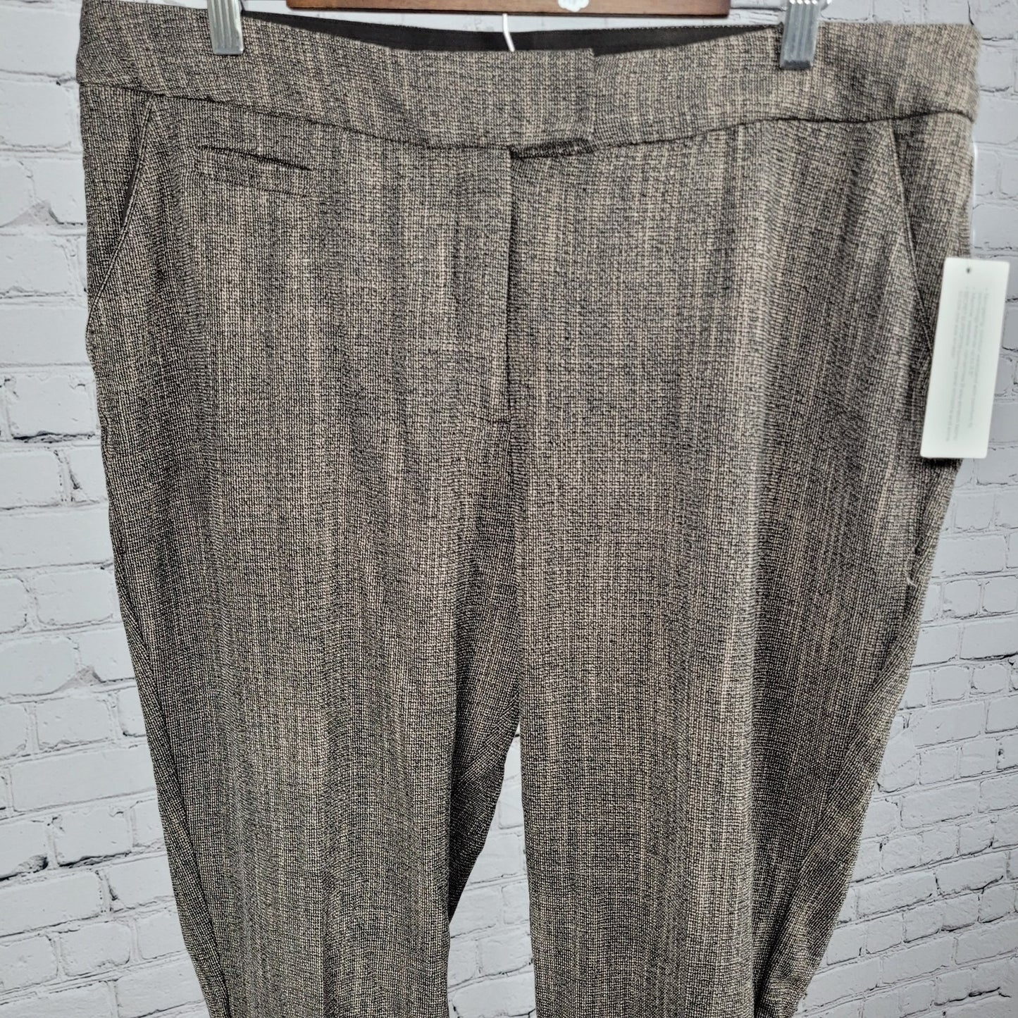 NWT Investments Brown Slimming Secret Support Straight Pants Size 14S (36x25.5)