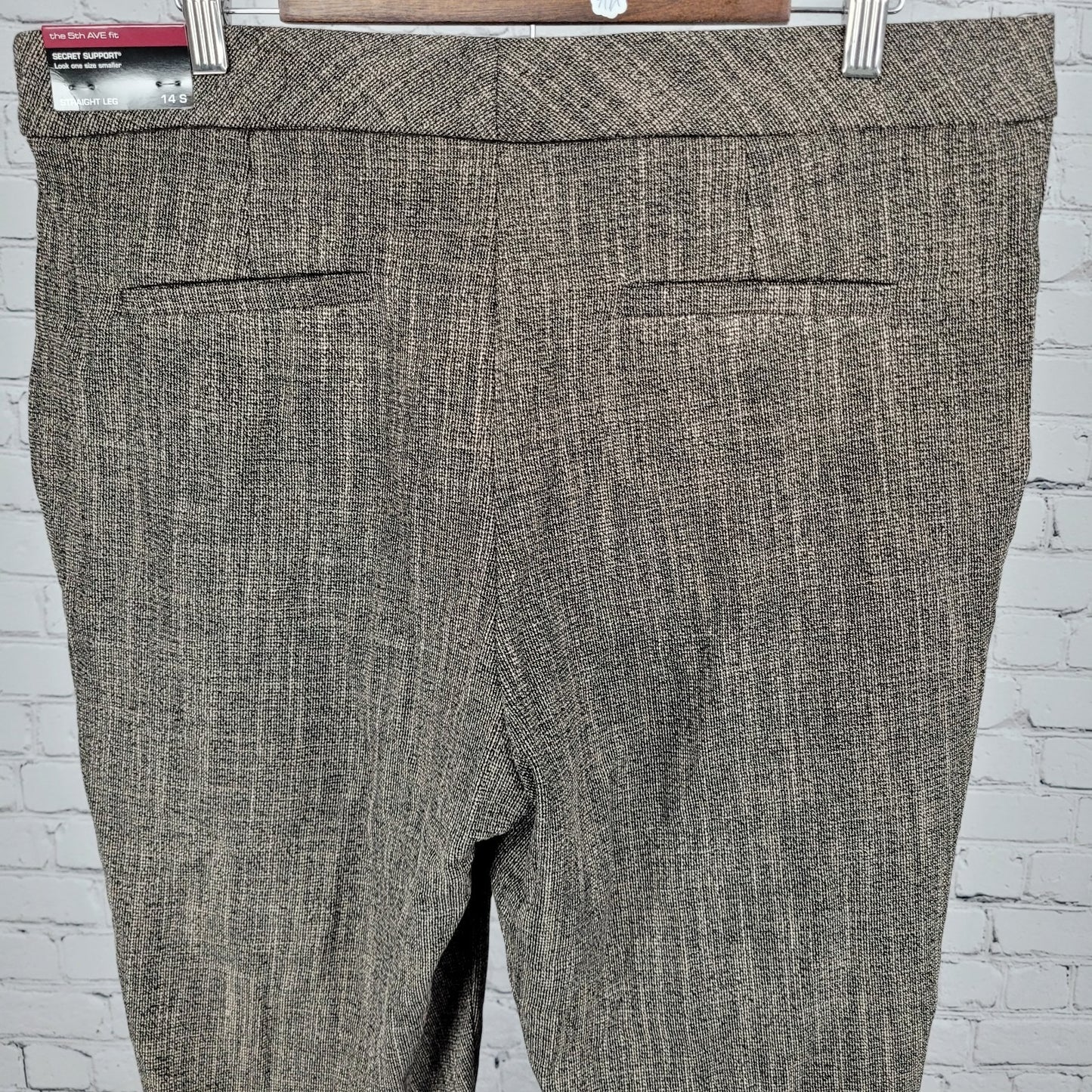 NWT Investments Brown Slimming Secret Support Straight Pants Size 14S (36x25.5)