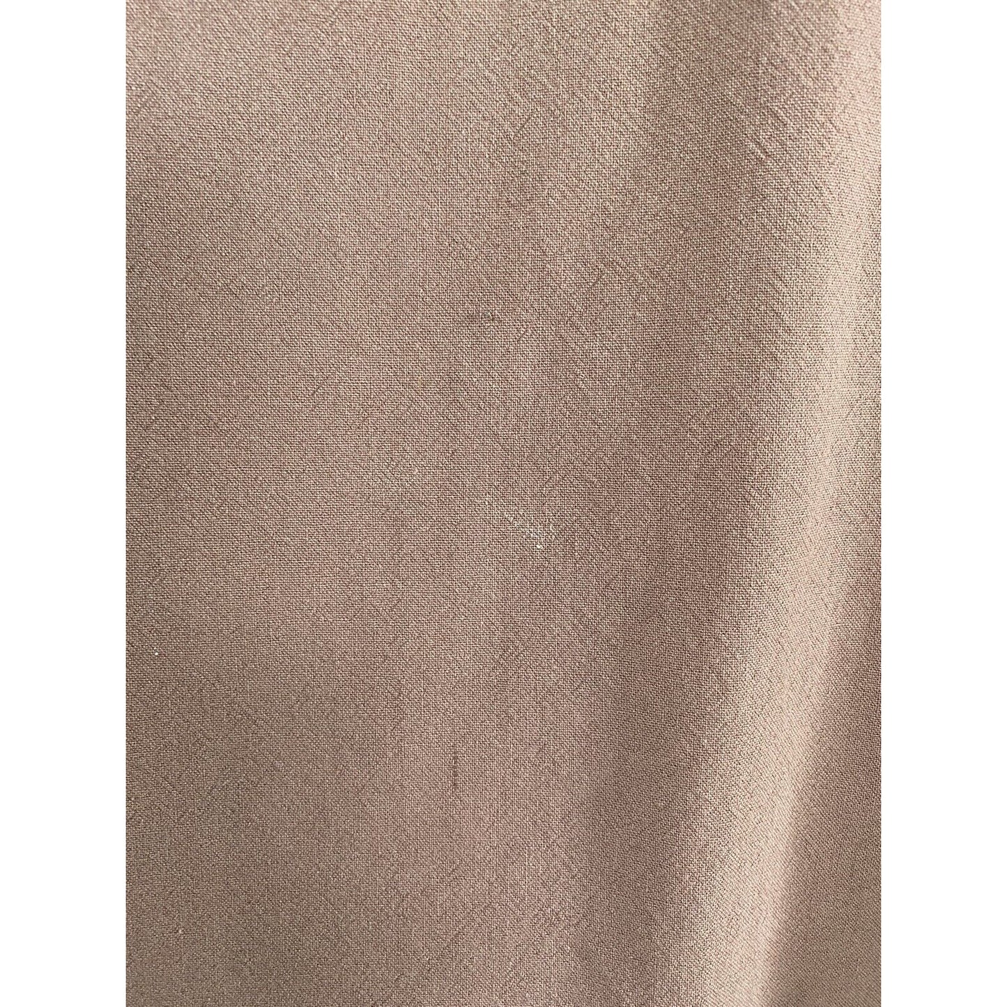 Ecupper Rayon Linen Blend Brown Short Sleeve Button Up Pockets M Medium
