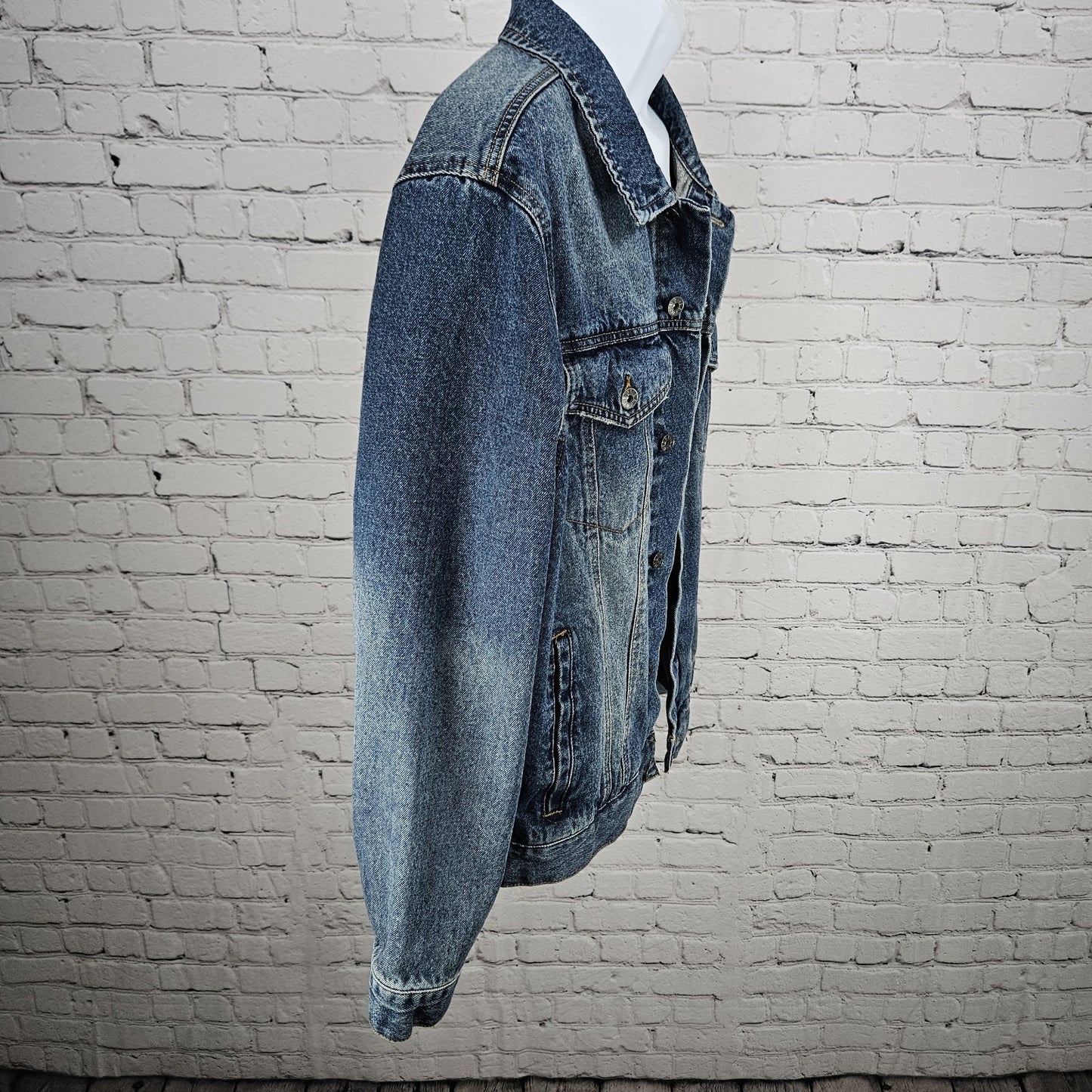 True Craft Blue 100% Cotton Denim Southern Pockets Buttoned Collared Jacket XXL