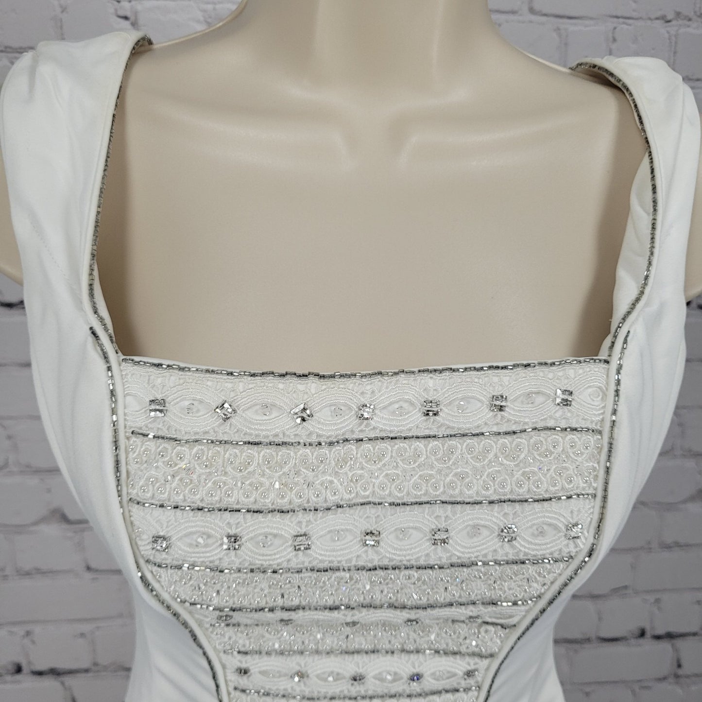Maggie Sottero White Embellished Beaded Bridal Boned Tie Formal Corset Top O/S