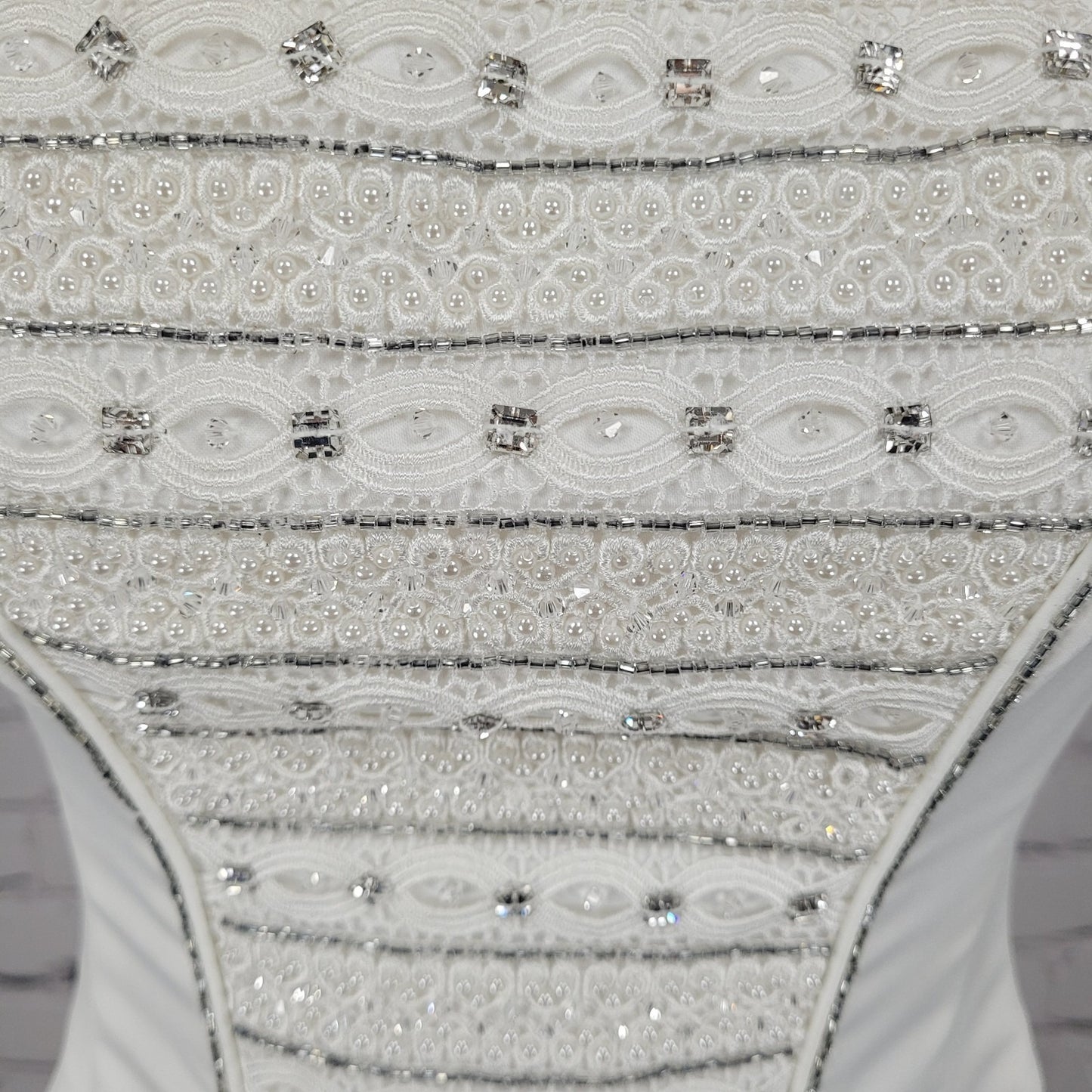 Maggie Sottero White Embellished Beaded Bridal Boned Tie Formal Corset Top O/S
