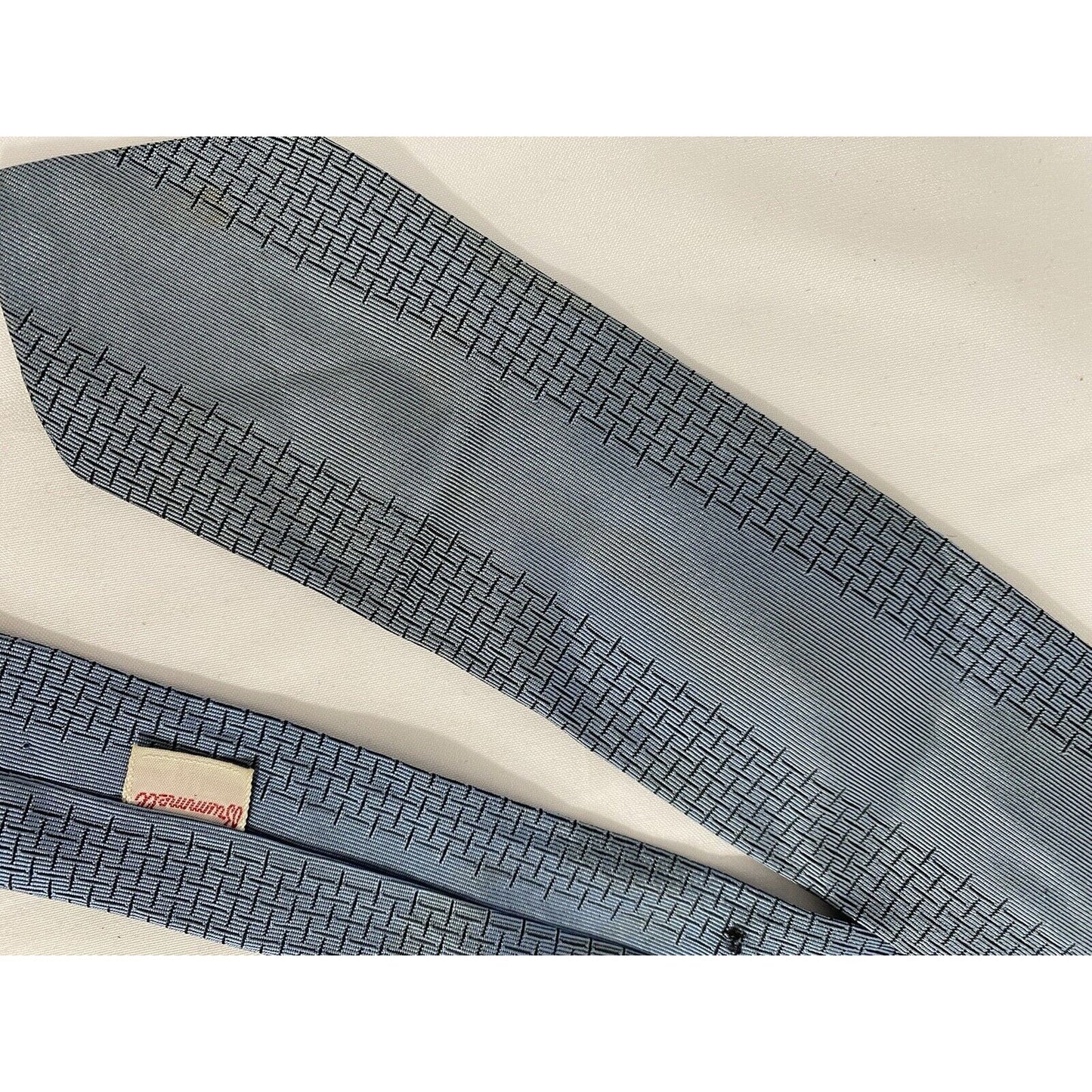 Vintage Beau Brummell Blue Embroidered Short Skinny Neck Tie (51” x 2.5”)