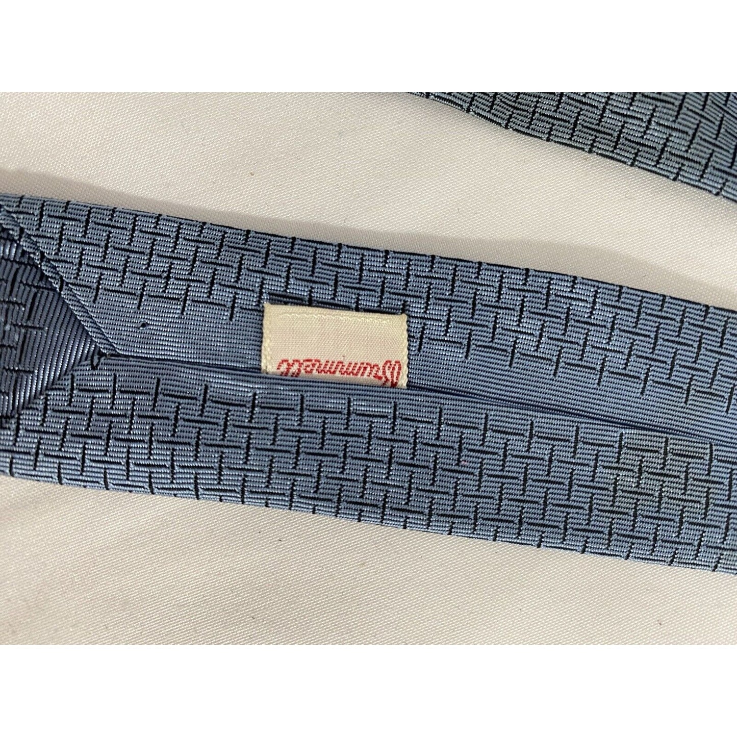 Vintage Beau Brummell Blue Embroidered Short Skinny Neck Tie (51” x 2.5”)