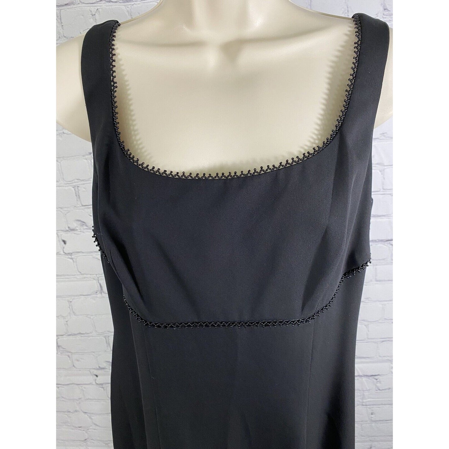 VTG David’s Bridal Black Beaded Lined Back Zip Long Princess Gown Dress XS