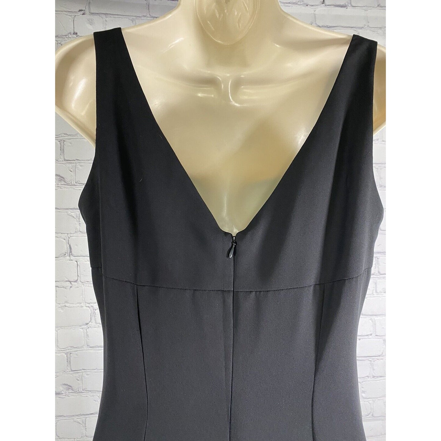 VTG David’s Bridal Black Beaded Lined Back Zip Long Princess Gown Dress XS