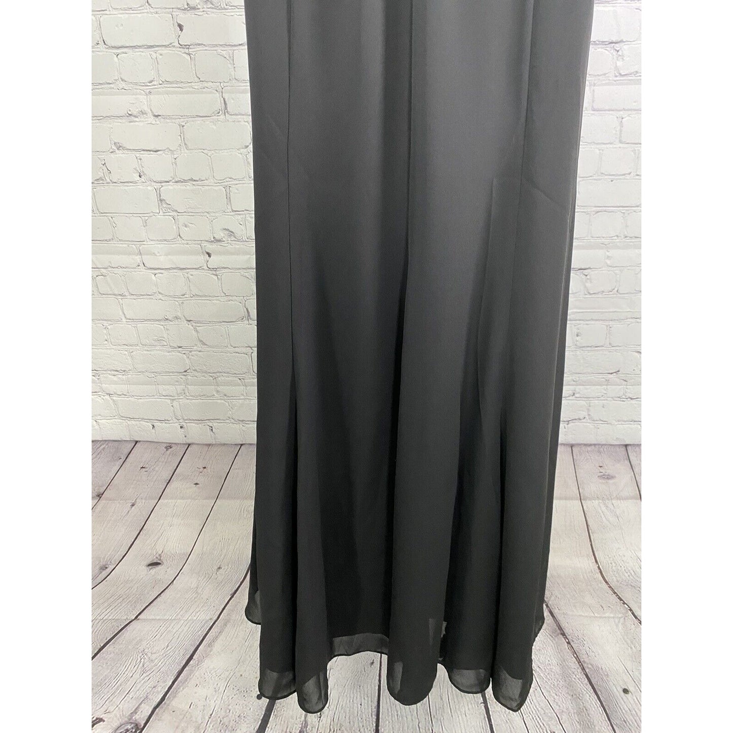 VTG David’s Bridal Black Beaded Lined Back Zip Long Princess Gown Dress XS