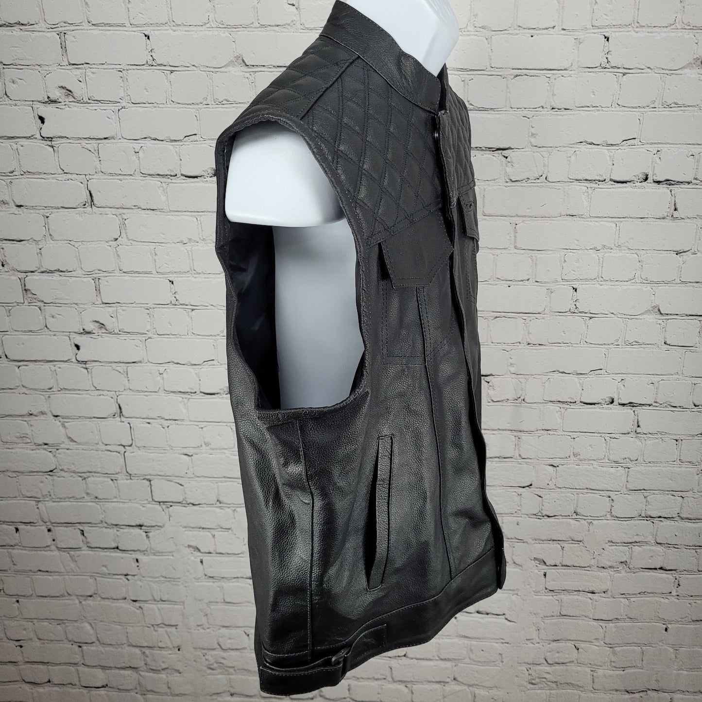 Jackets 4 Bikes Black Full Zip Concealed Carry Pocket Motorcycle Biker Vest XL