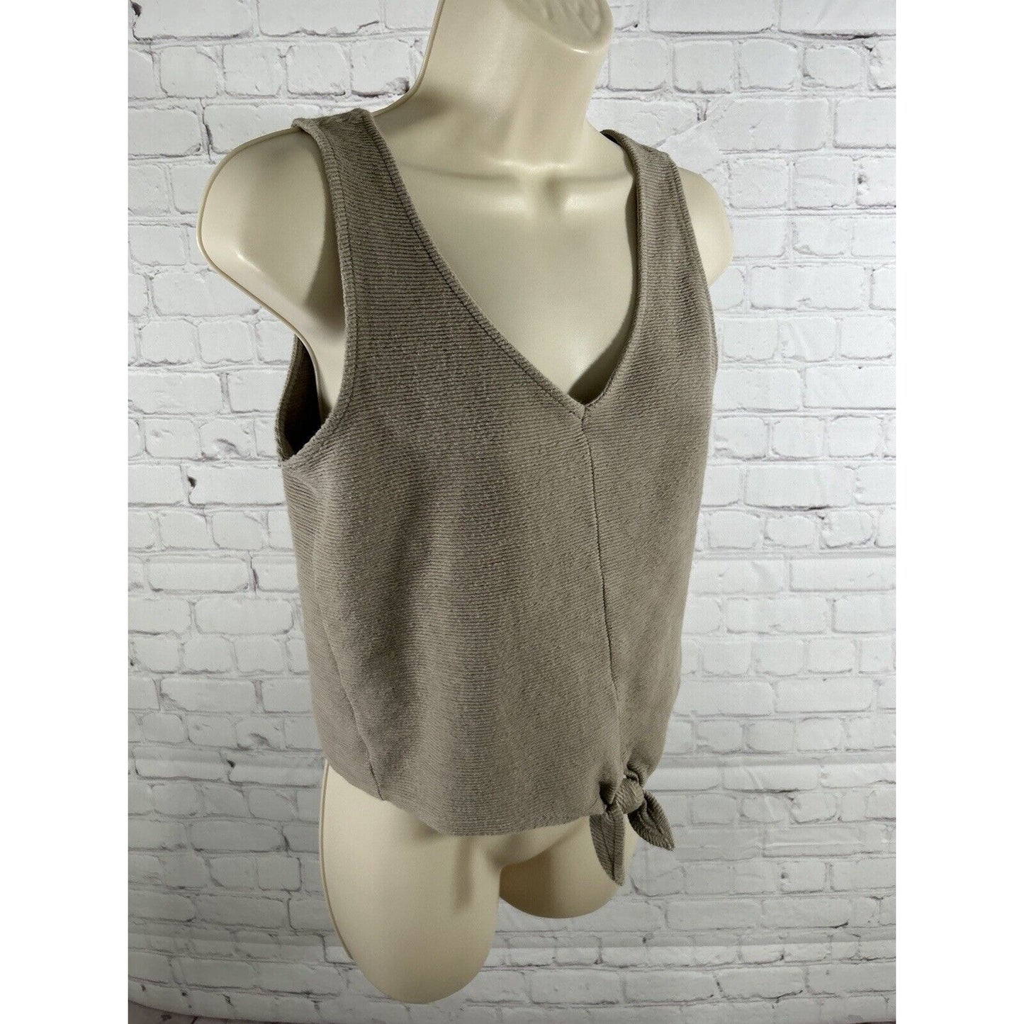 Madewell Brown Ribbed Tie Front V Neck Cropped Tank Top Women’s S