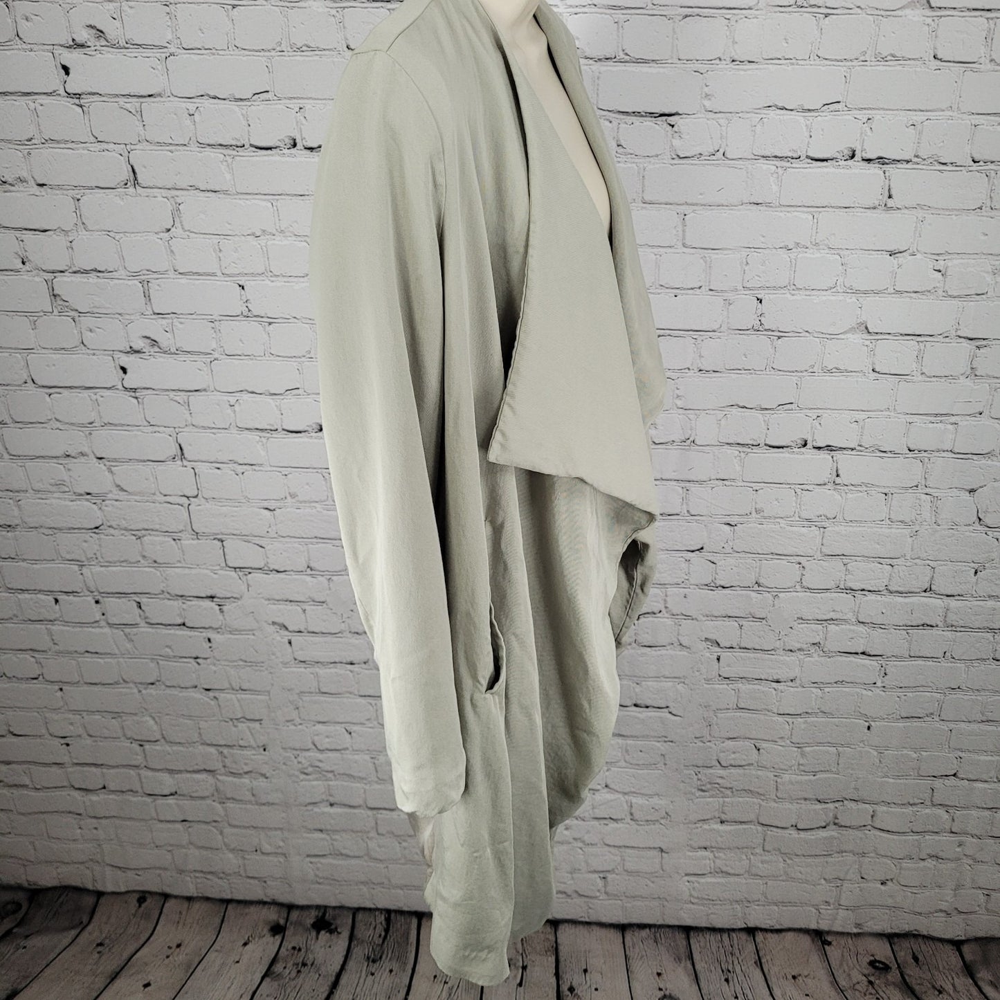 AllSaints Beige Hace Trench Open Draped Pockets Lined Lightweight Jacket Size 6