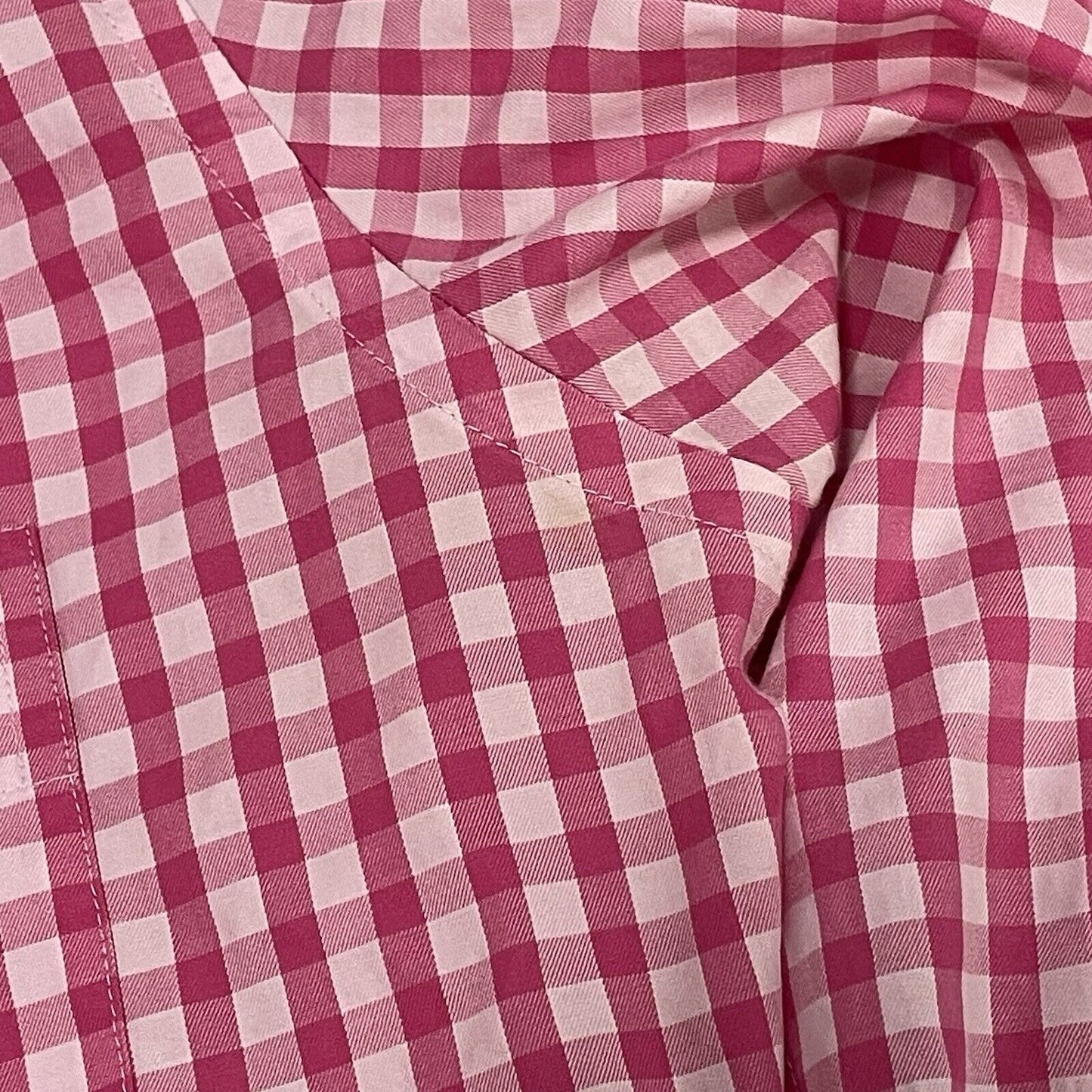 Peter Millar Pink Checkered Button Up Long Sleeve Cotton Shirt Size Medium M