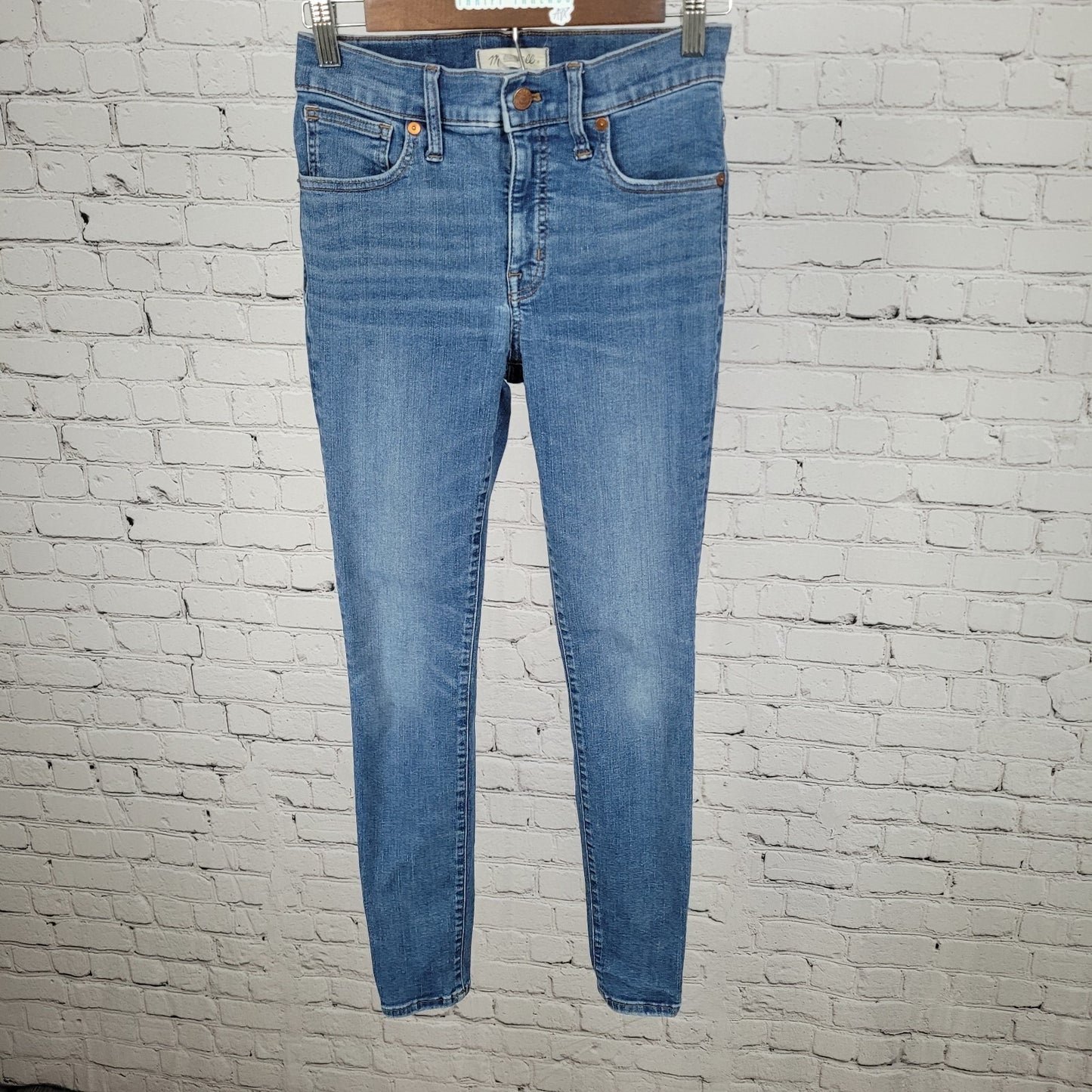 Madewell Blue Denim 9" Mid Rise Medium Wash Skinny Stretch Jeans Size 26 (26x28)