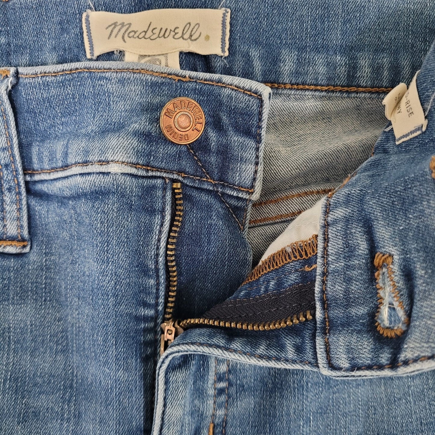 Madewell Blue Denim 9" Mid Rise Medium Wash Skinny Stretch Jeans Size 26 (26x28)