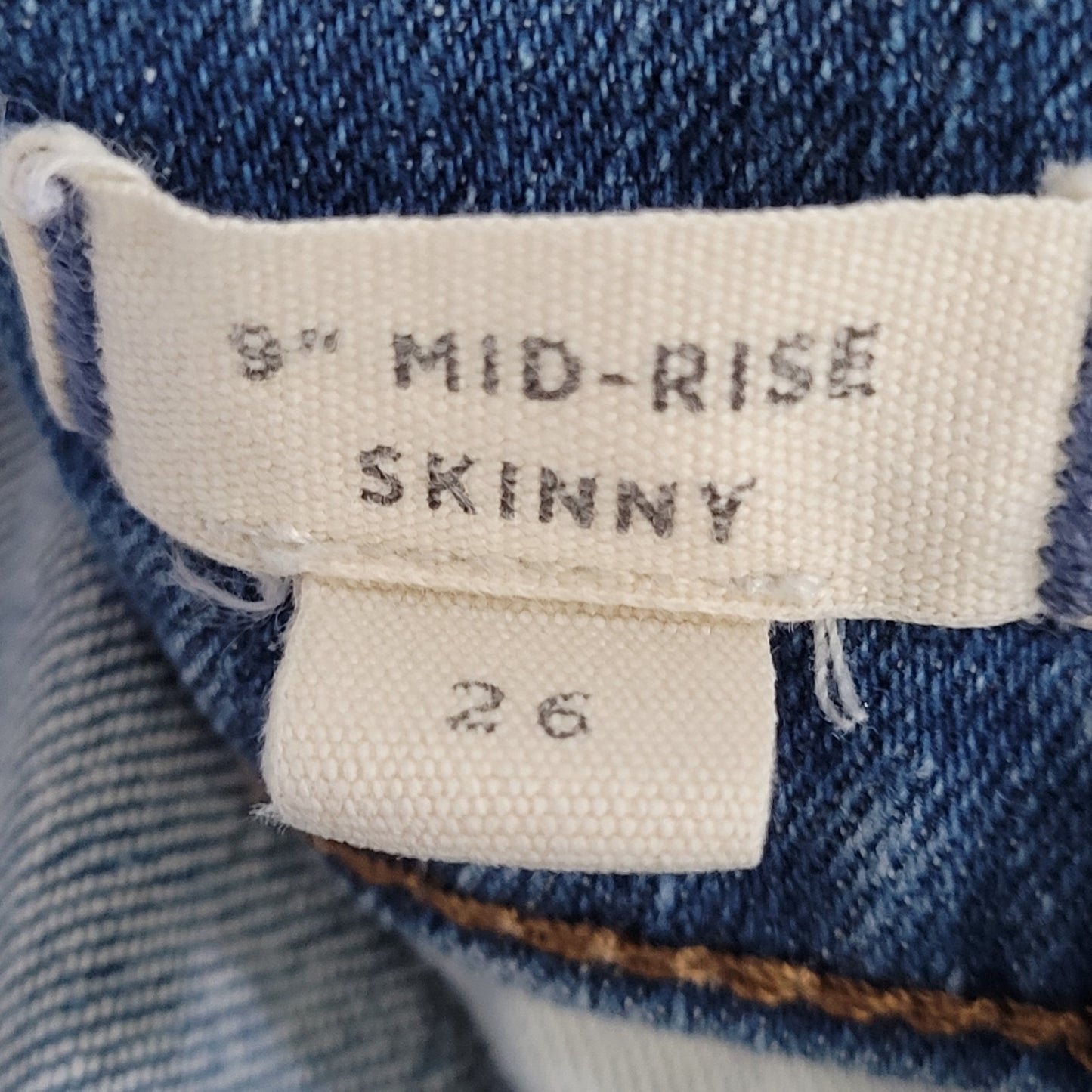 Madewell Blue Denim 9" Mid Rise Medium Wash Skinny Stretch Jeans Size 26 (26x28)