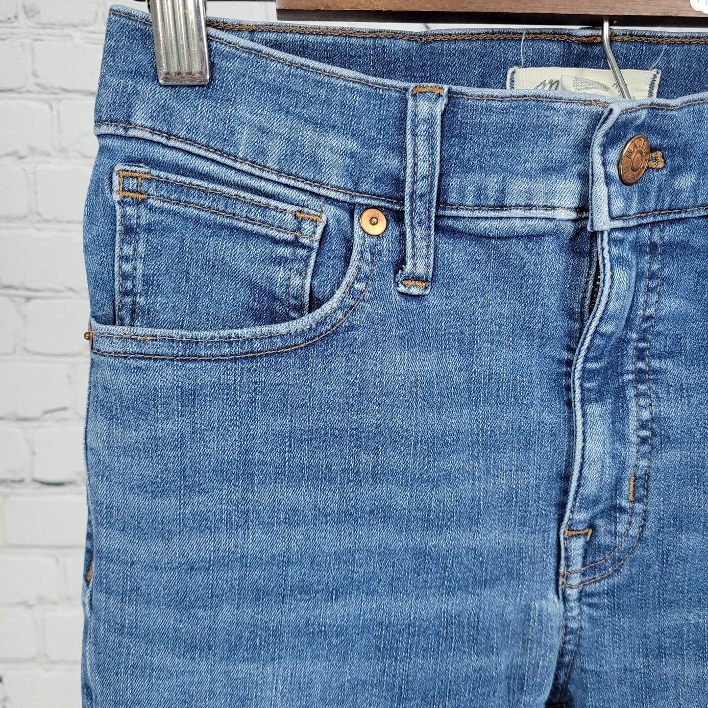 Madewell Blue Denim 9" Mid Rise Medium Wash Skinny Stretch Jeans Size 26 (26x28)