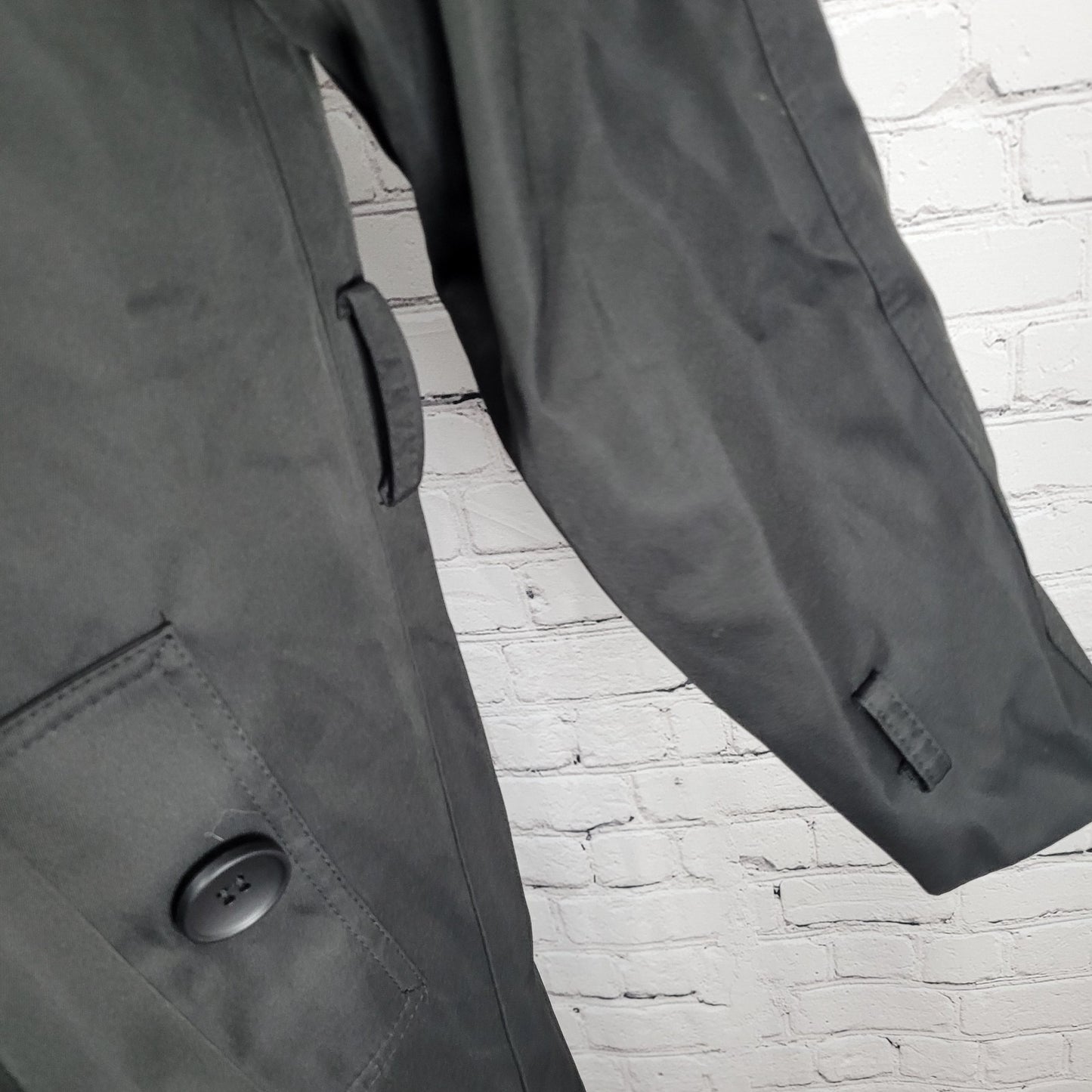 AOWOFS Black Double Breasted Vented Back Inner Pocket Trench Pea Coat Small S