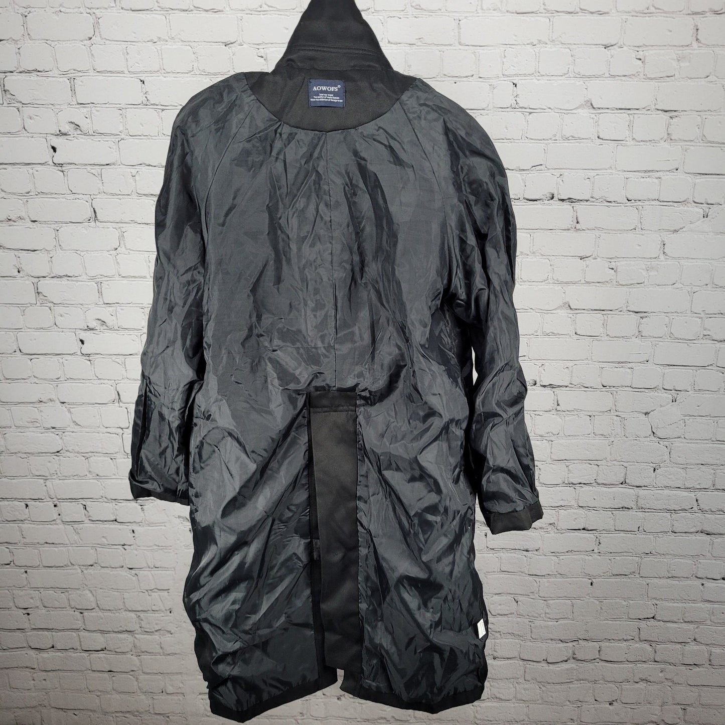 AOWOFS Black Double Breasted Vented Back Inner Pocket Trench Pea Coat Small S