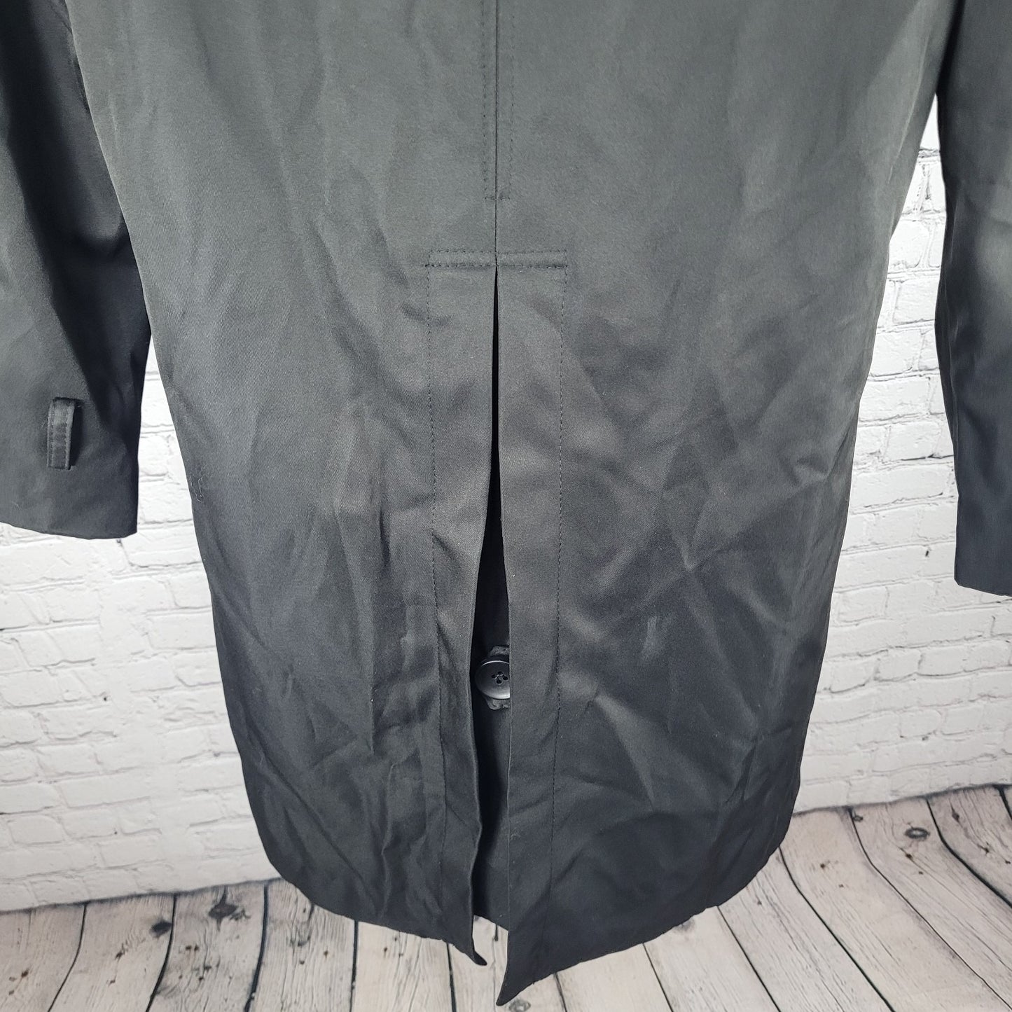 AOWOFS Black Double Breasted Vented Back Inner Pocket Trench Pea Coat Small S
