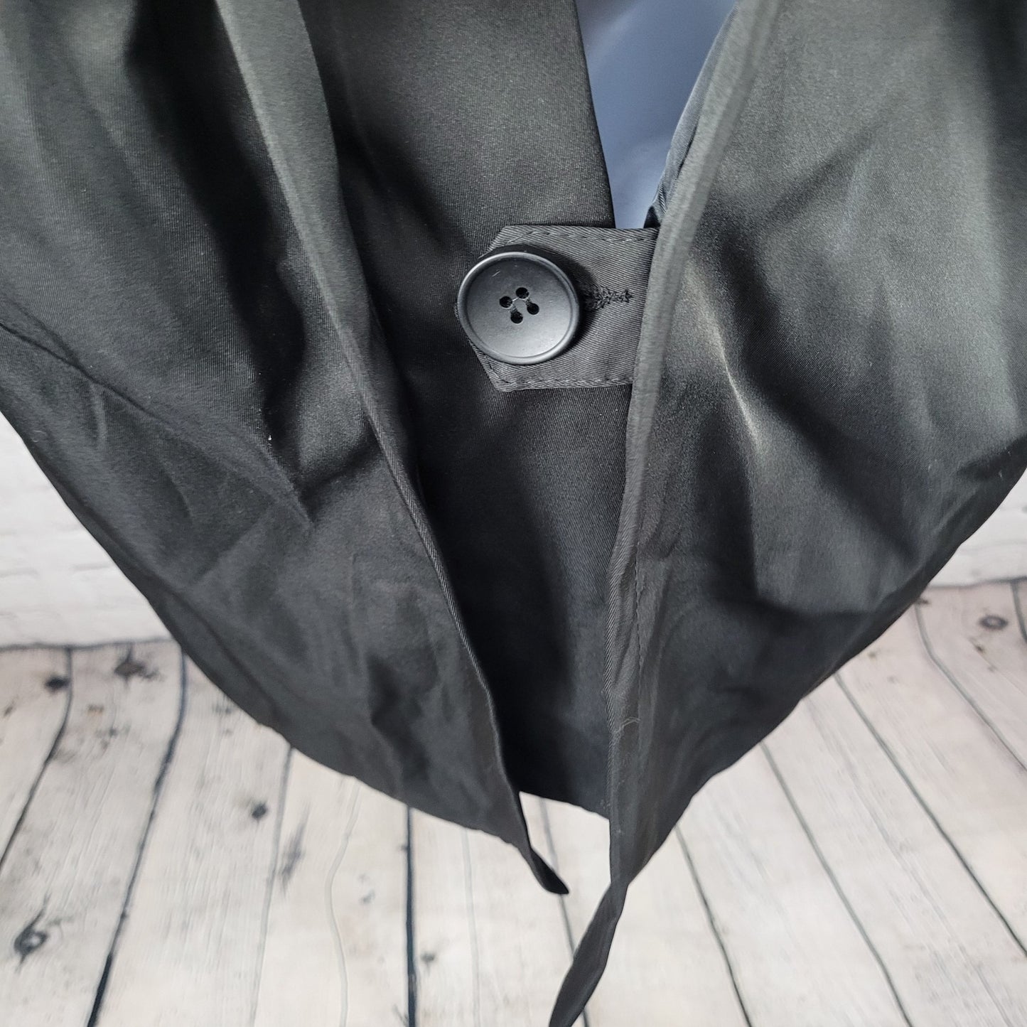 AOWOFS Black Double Breasted Vented Back Inner Pocket Trench Pea Coat Small S