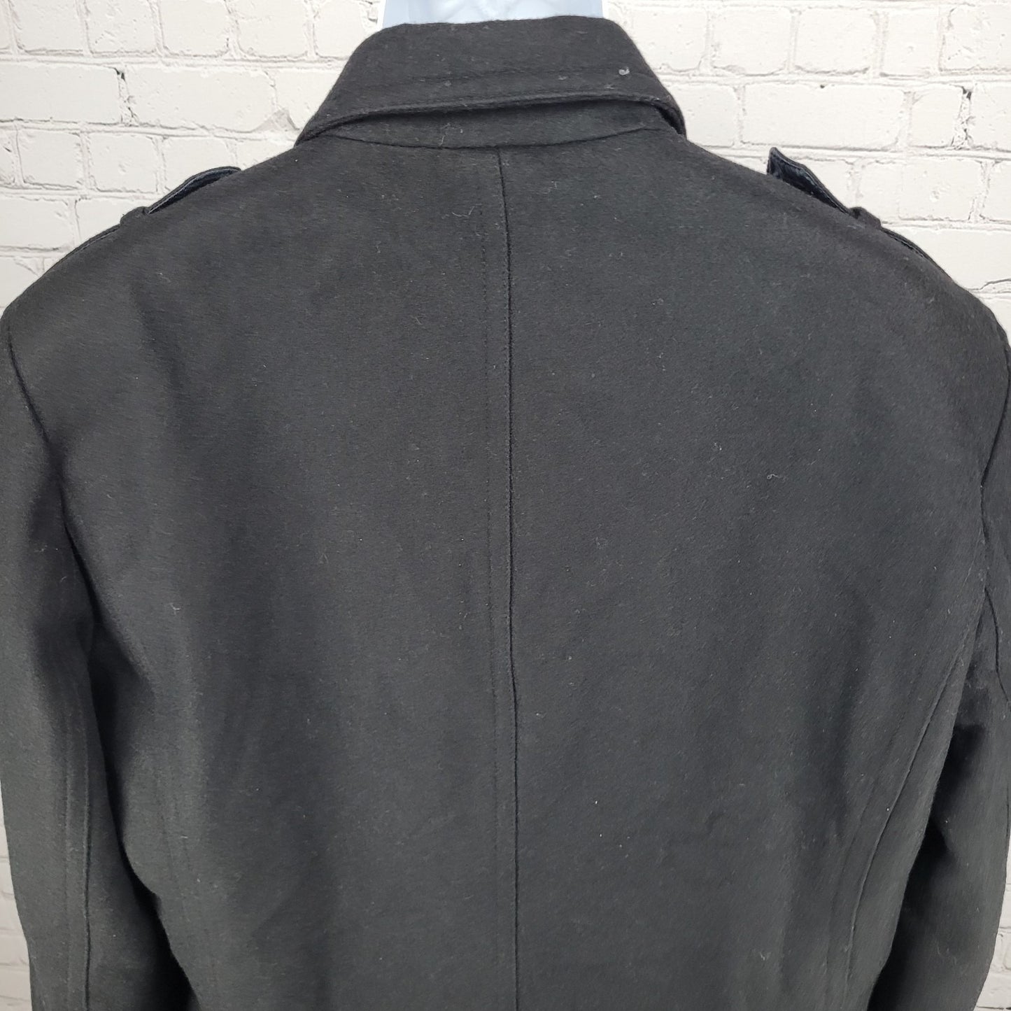 Michael Kors Black Wool Blend Insulated Quilted Lining Buttoned Coat Size LT