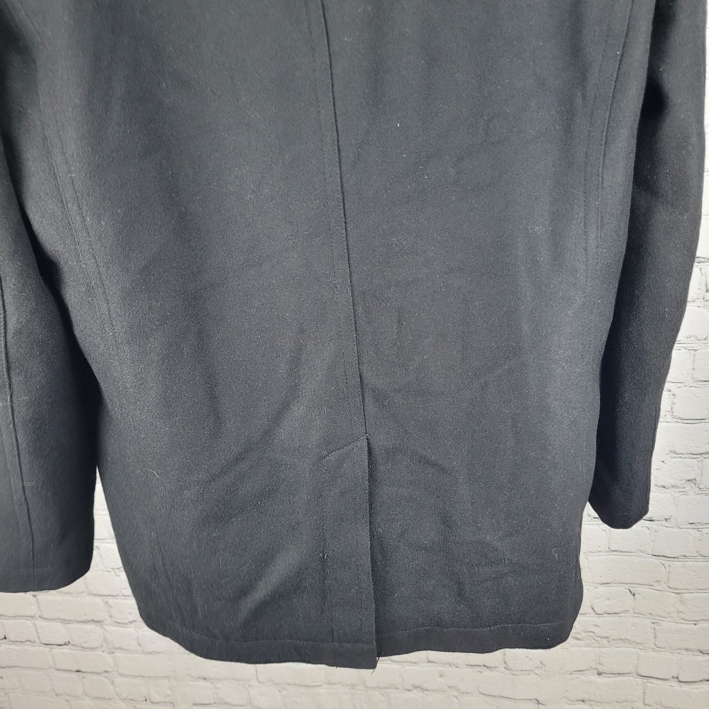 Michael Kors Black Wool Blend Insulated Quilted Lining Buttoned Coat Size LT